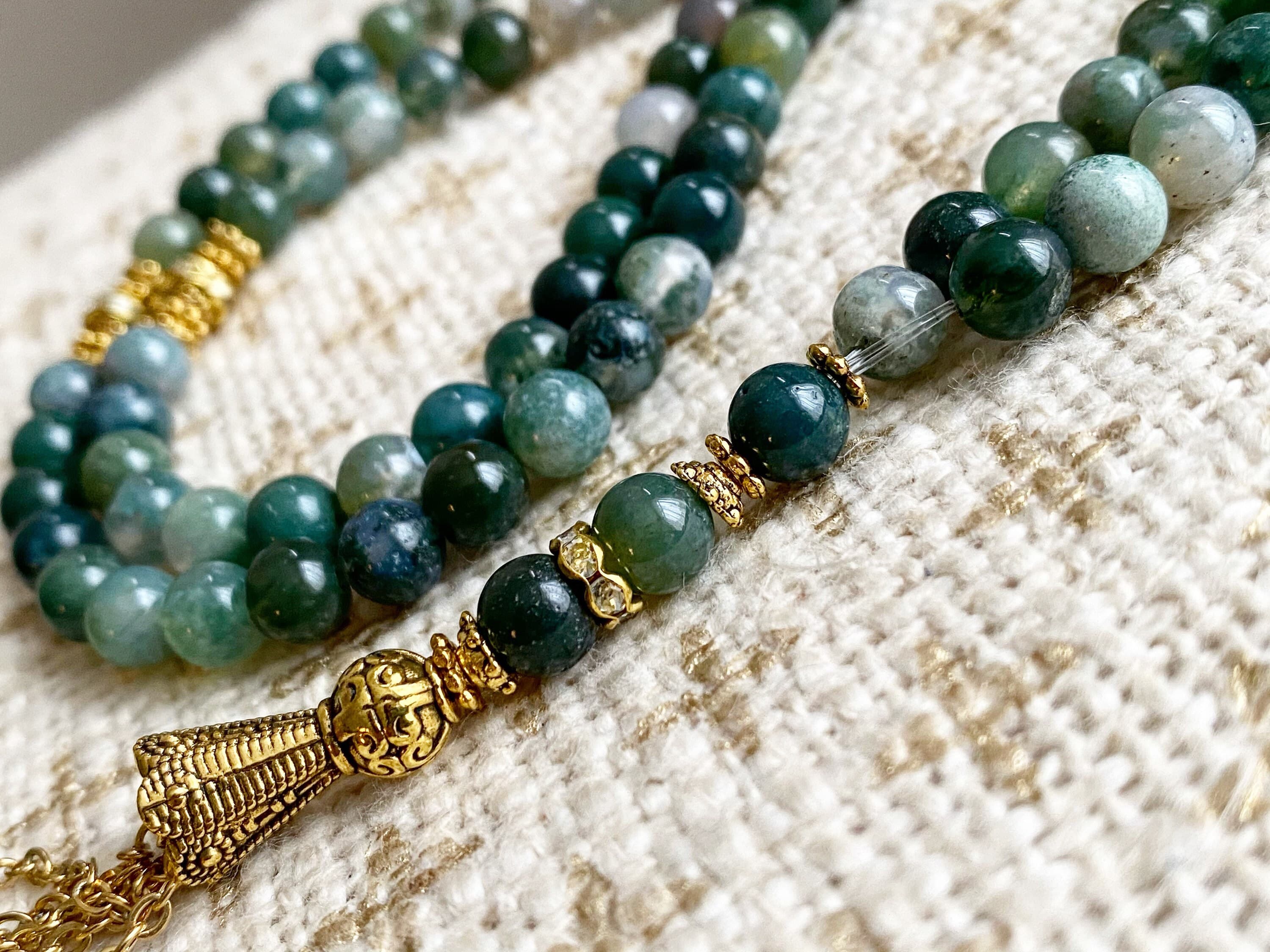 Moss Agate gemstone tasbih - image 5
