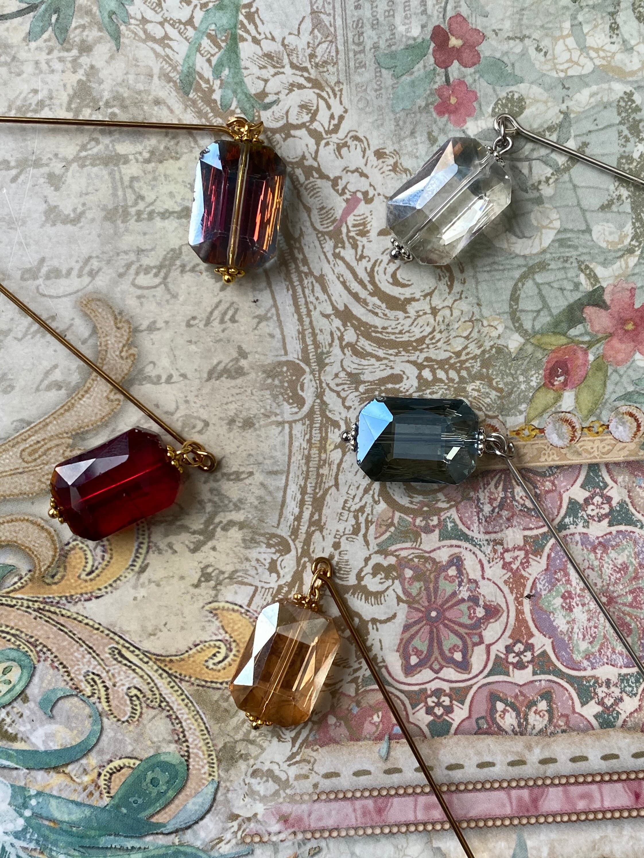 Glass jewel hijab pins/hat pins. - image 3