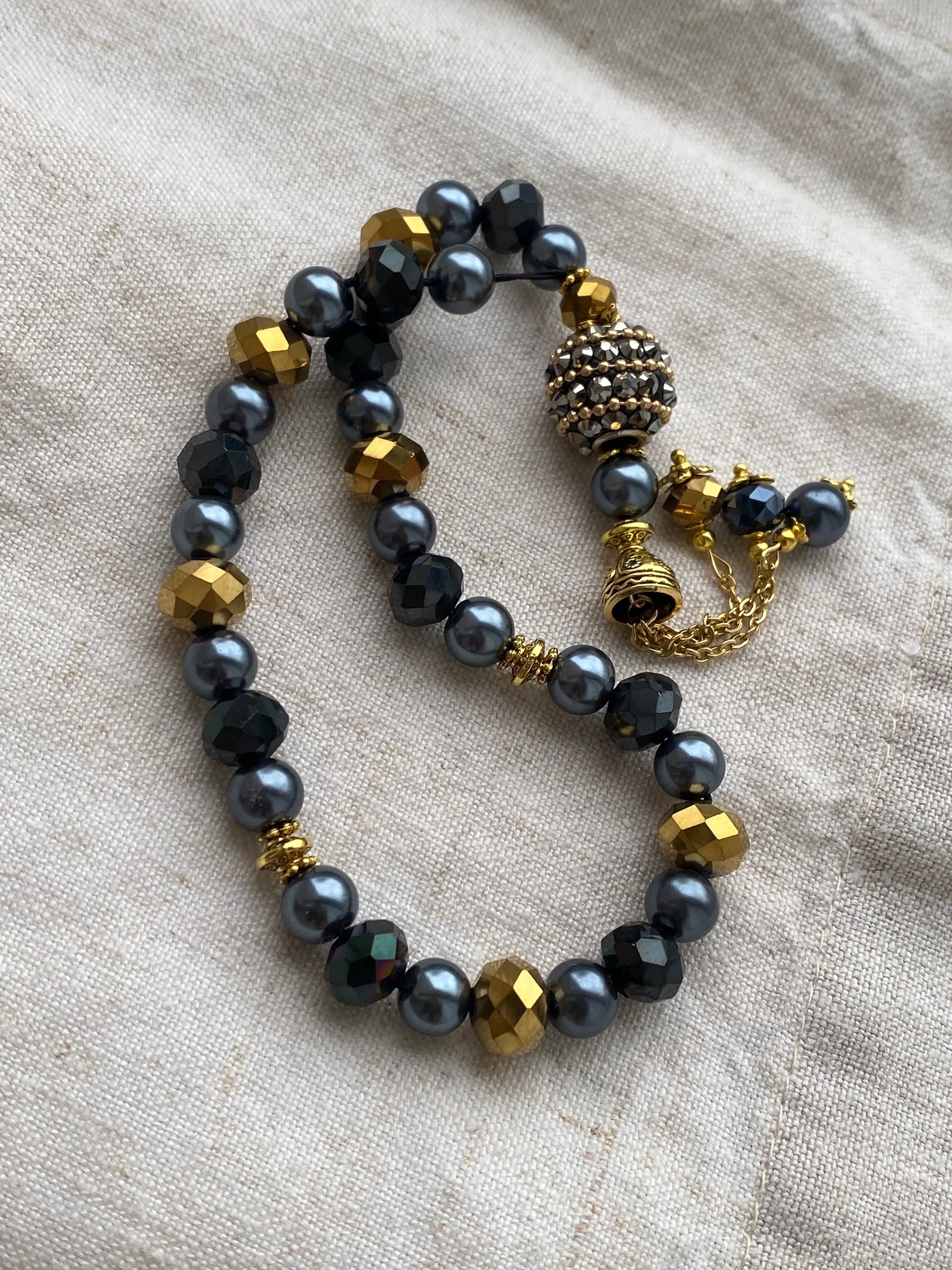 metallic crystal tasbih 33 beads - image 3