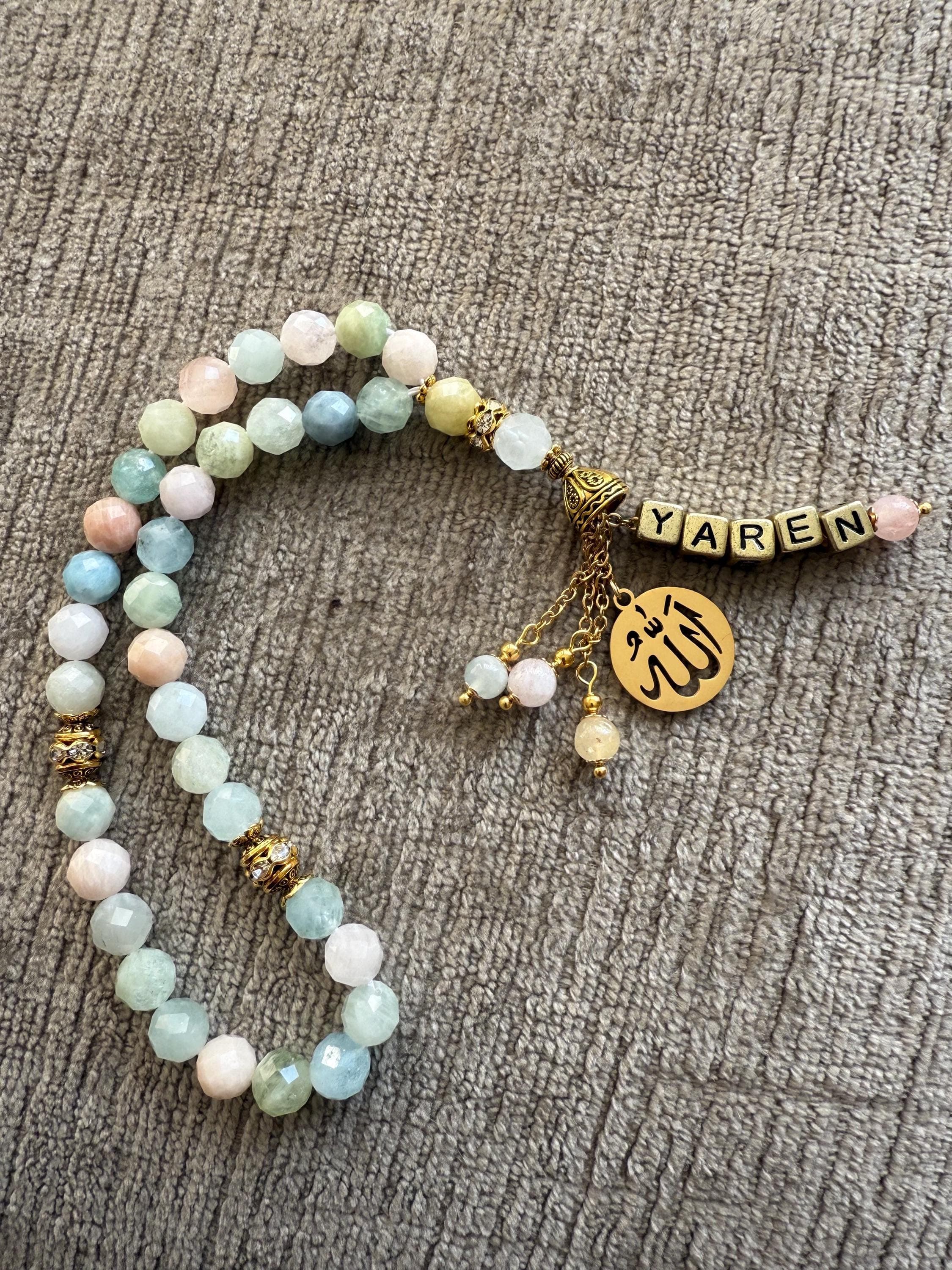 Natural Morganite gemstone tasbih, prayer beads. - image 3
