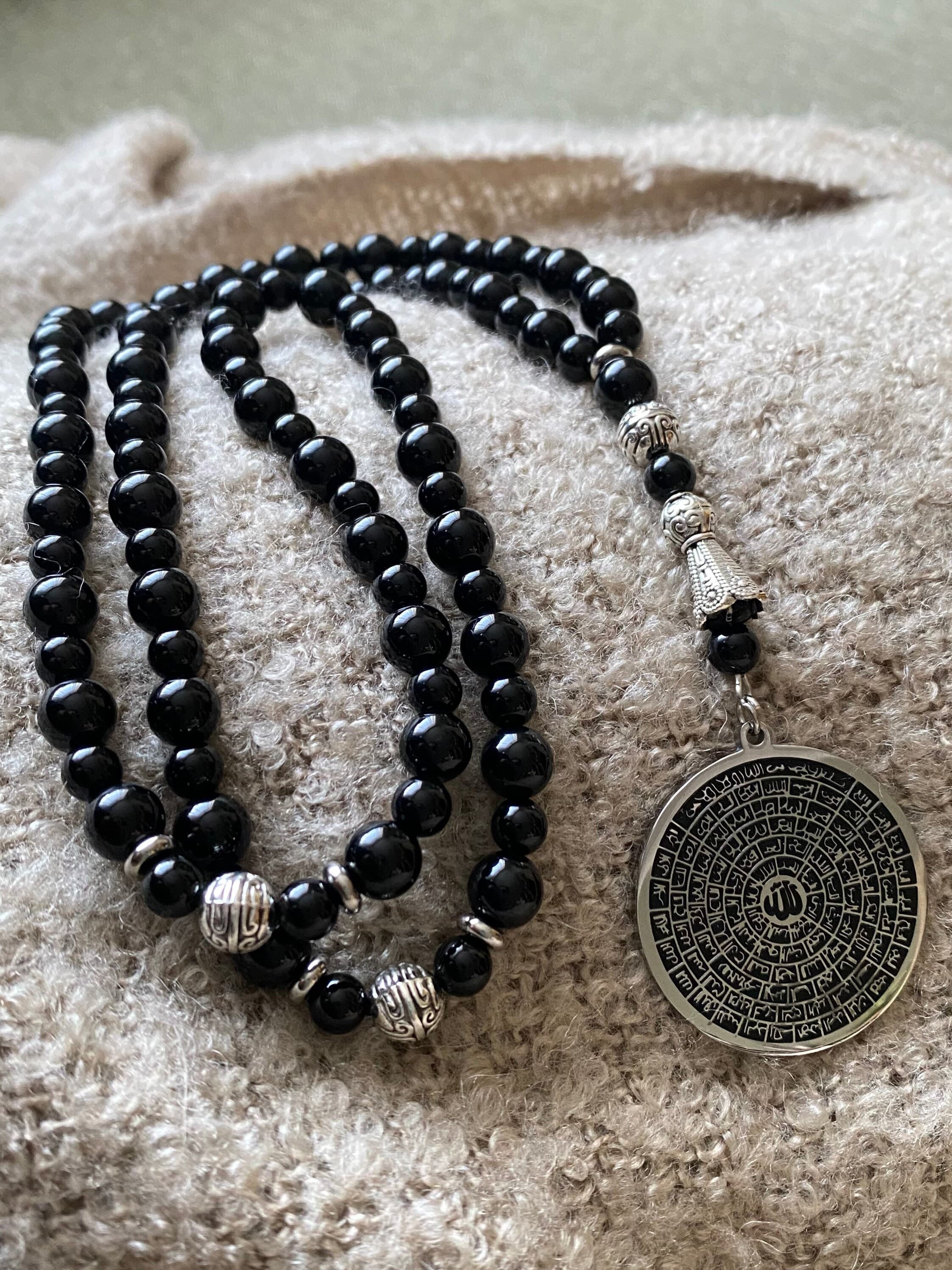 Black onyx gemstone necklace/tasbih Misbaha - image 4