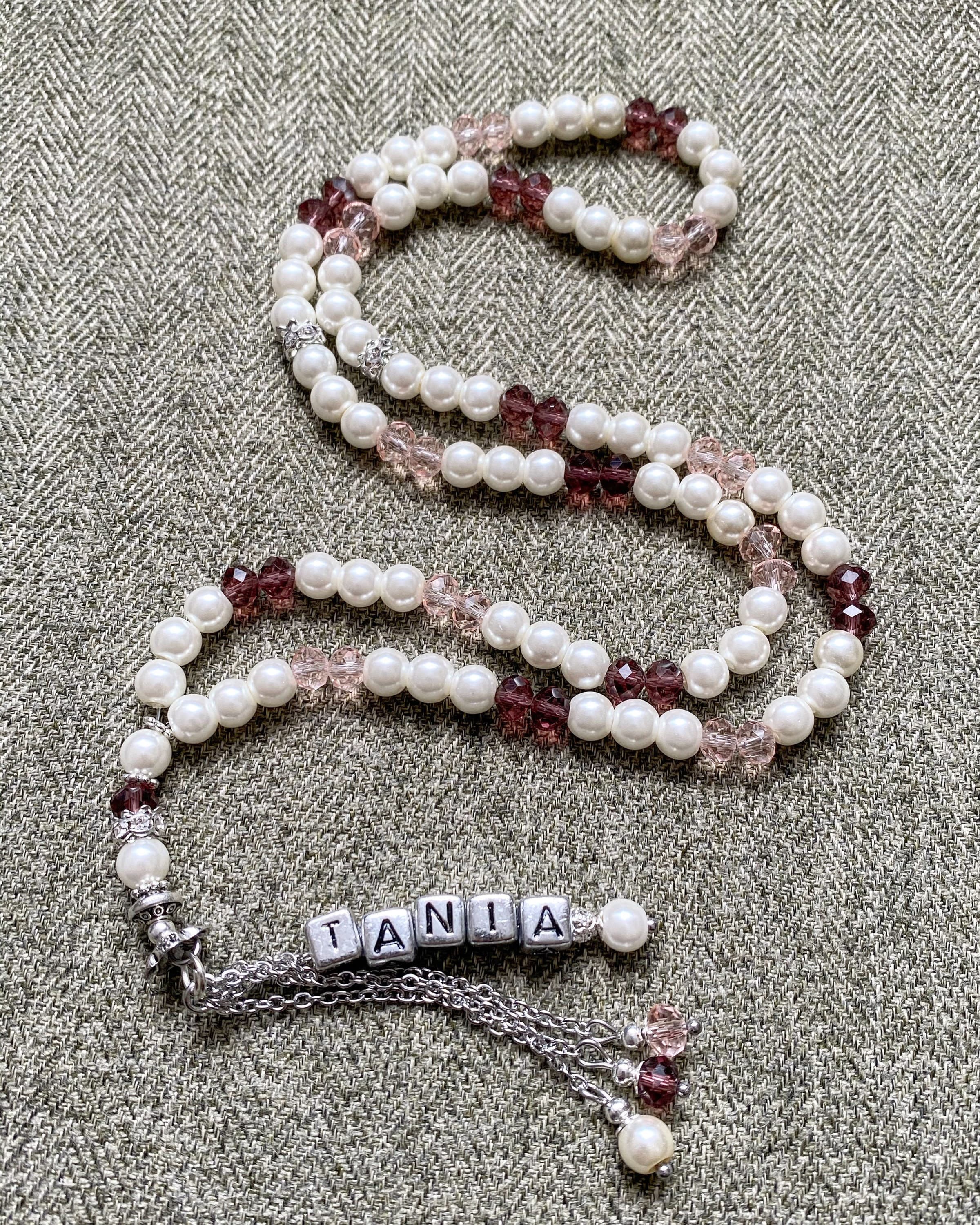 White pearl with crystals tasbih, tasbeeh, misbaha, prayer beads. - image 5