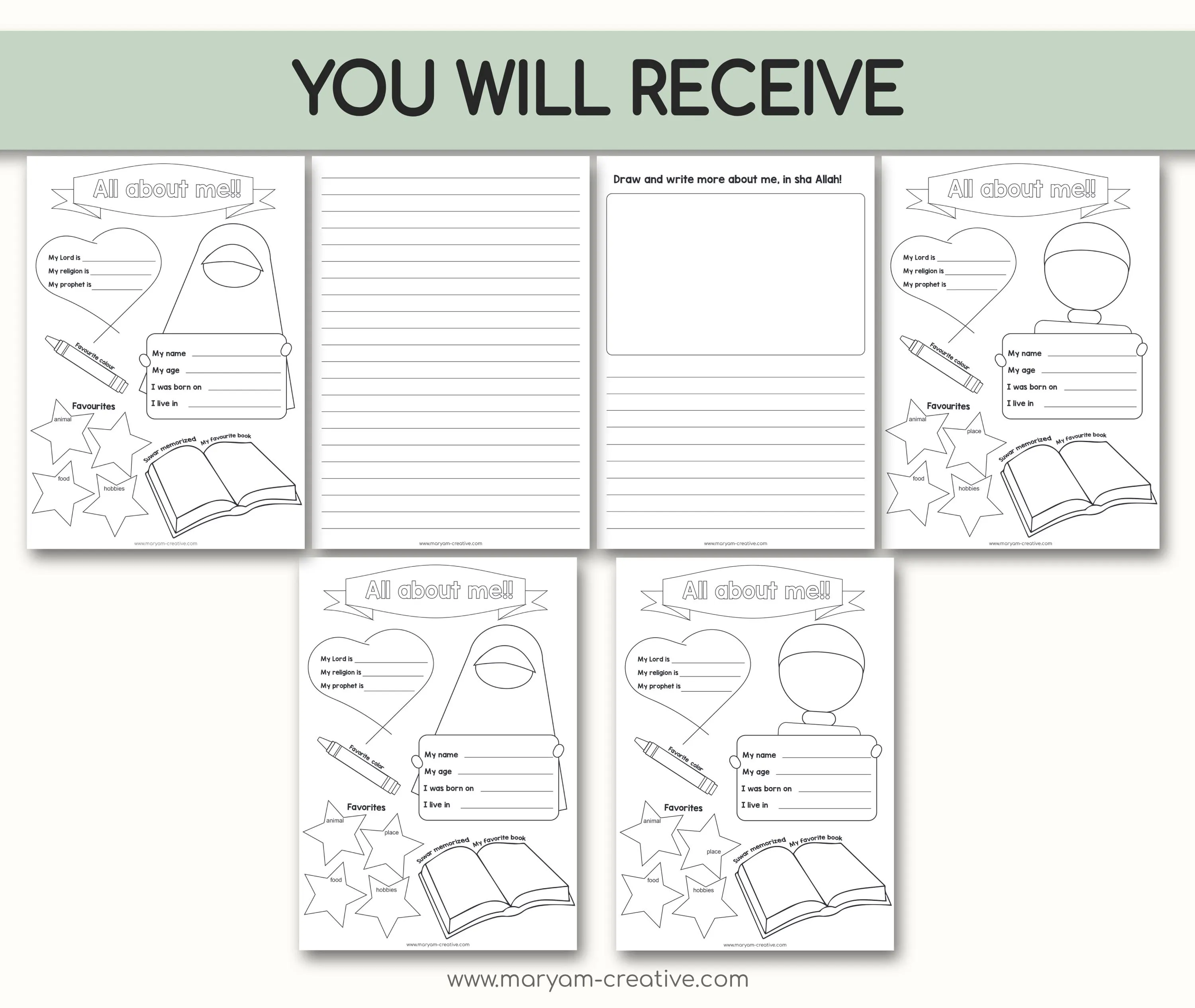 All About Me Worksheet, Muslim Kids, Back to School, Islam - Instant Download - image 5