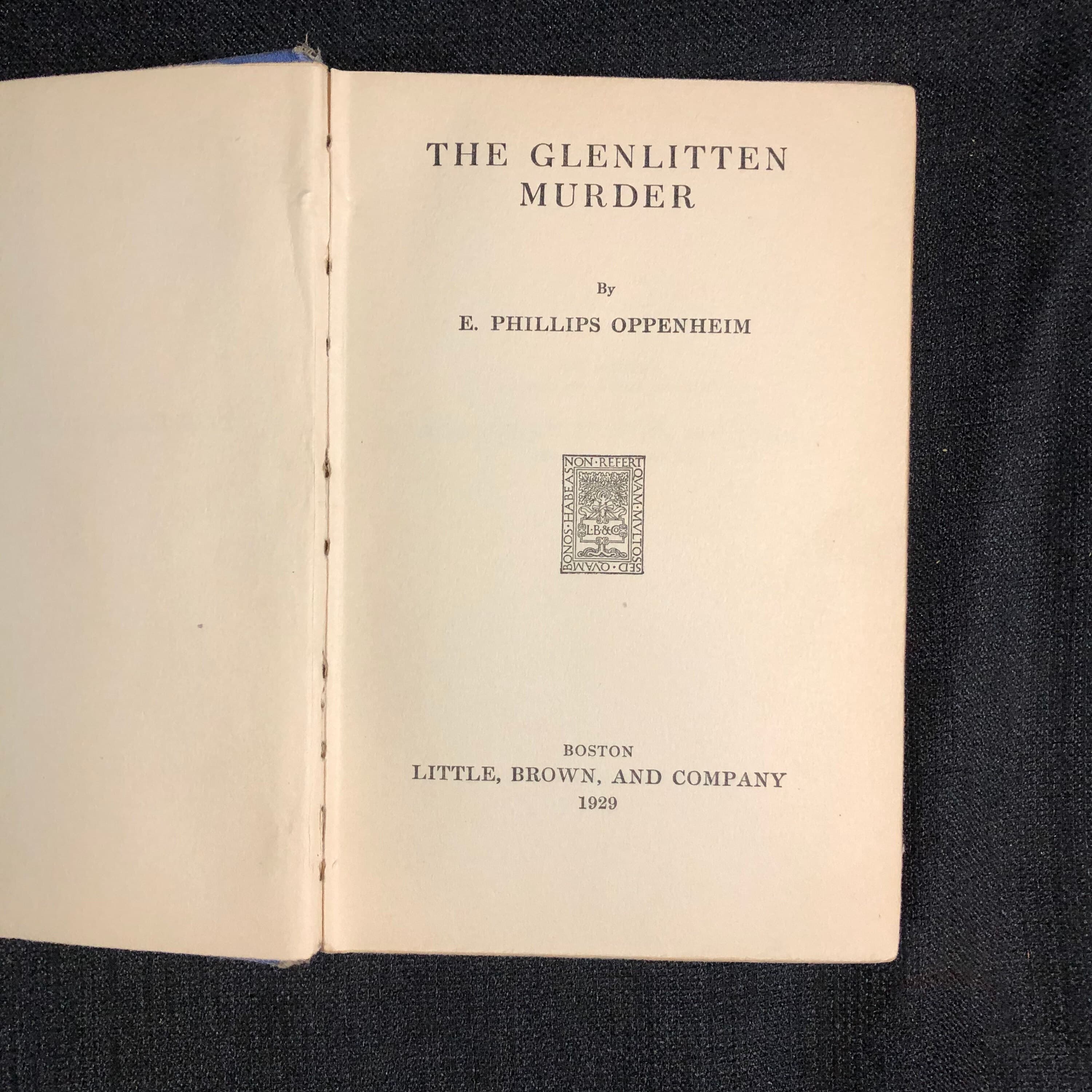 1929 "The Glenlitten Murder" by Phillip Openheim, First Edition, Pub. by Little Brown - image 3