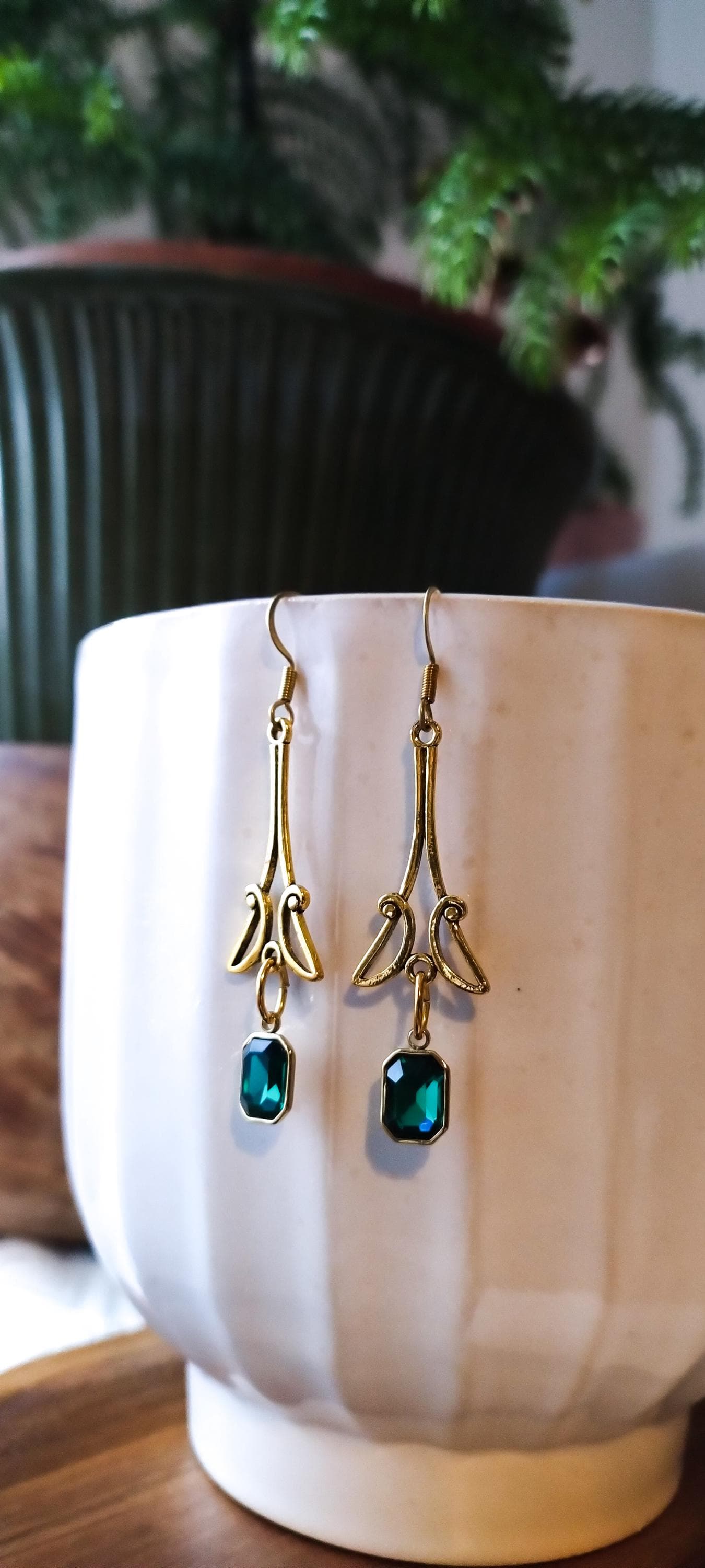 Art Deco/Art Nouveau Inspired Drop Dangle Earrings - Gift For Her