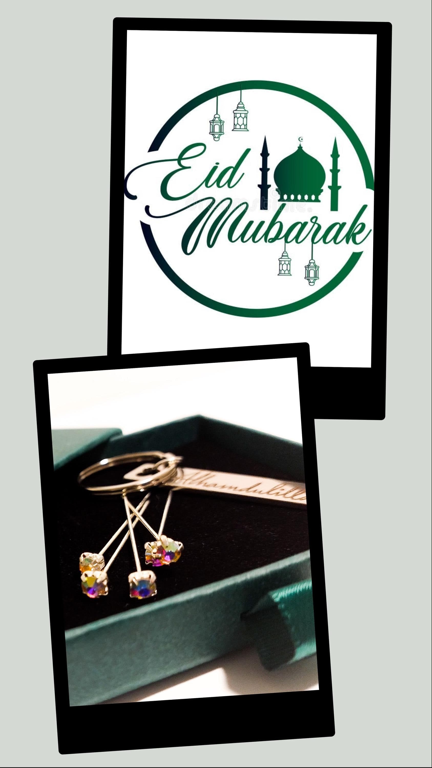 Muslimah Gift - Eid Gift - Ramadan - Alhamdulillah Key Ring & 5 Petite Diamante Hijab Pins in Gift Box - Eid Mubarak - Ready For Gifting