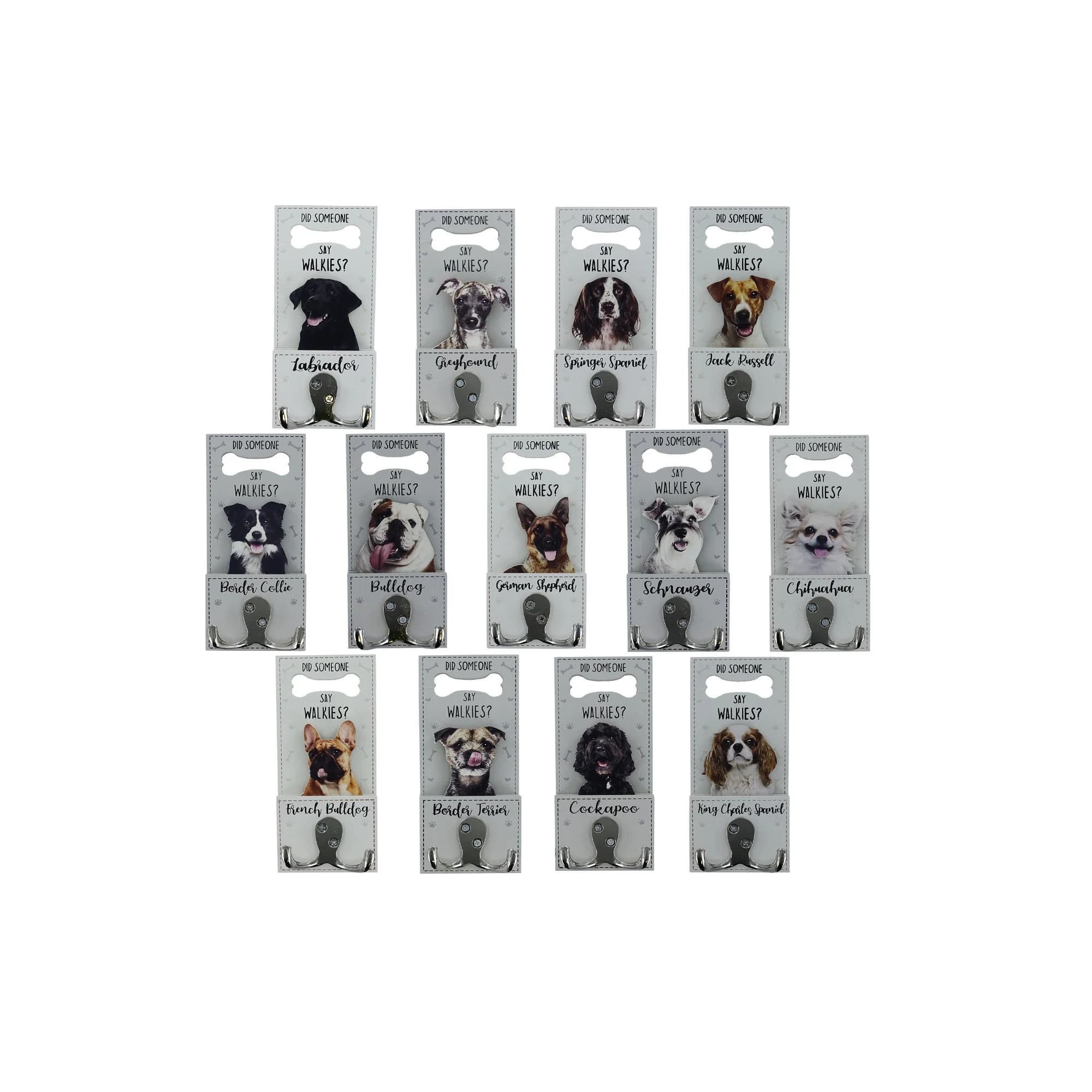 Dog Breed Lead Hook, Wall Mounted Leash Hanger with Twin Hooks