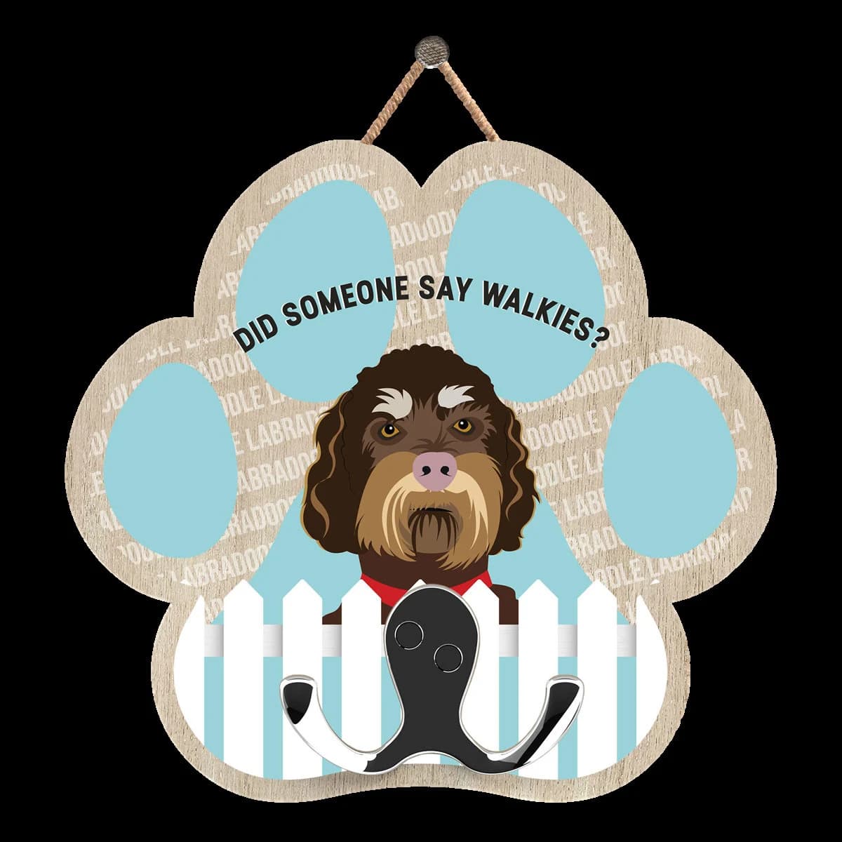 Pawprint Dog Leash Hook: "Did Someone Say Walkies" Hanger - image 4