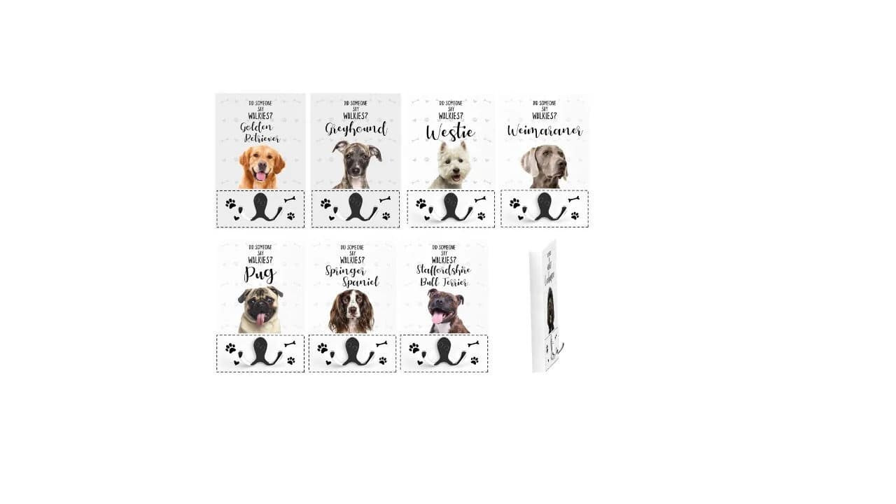Dog Breed Leash Hanger Rack, Wooden Pet Lead Hooks