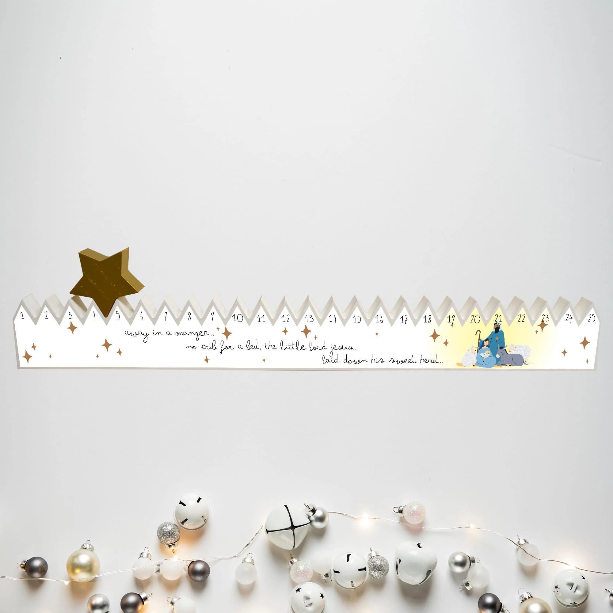 Nativity Scene Advent Calendar: Interactive Wooden Countdown Block