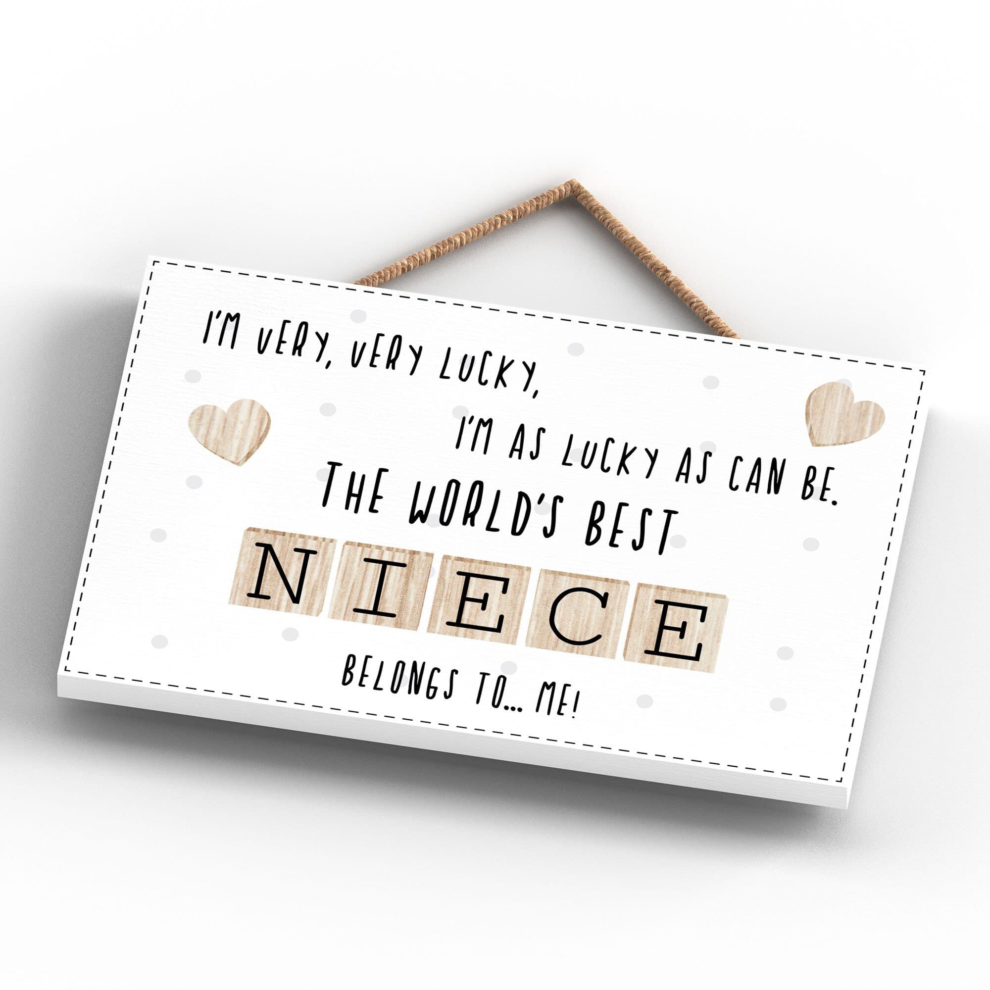 Worlds Best Niece Plaque - Cream Wood Scrabble Letter Sign - image 5