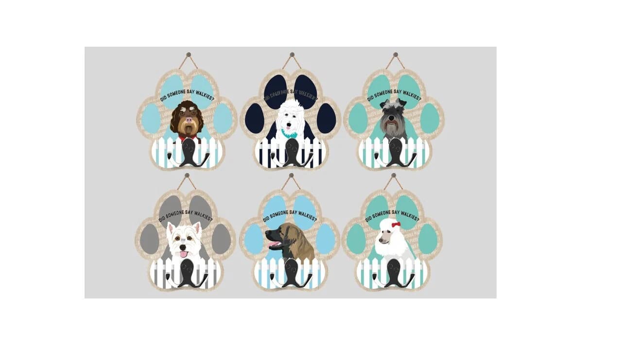 Pawprint Dog Leash Hook: "Did Someone Say Walkies" Hanger