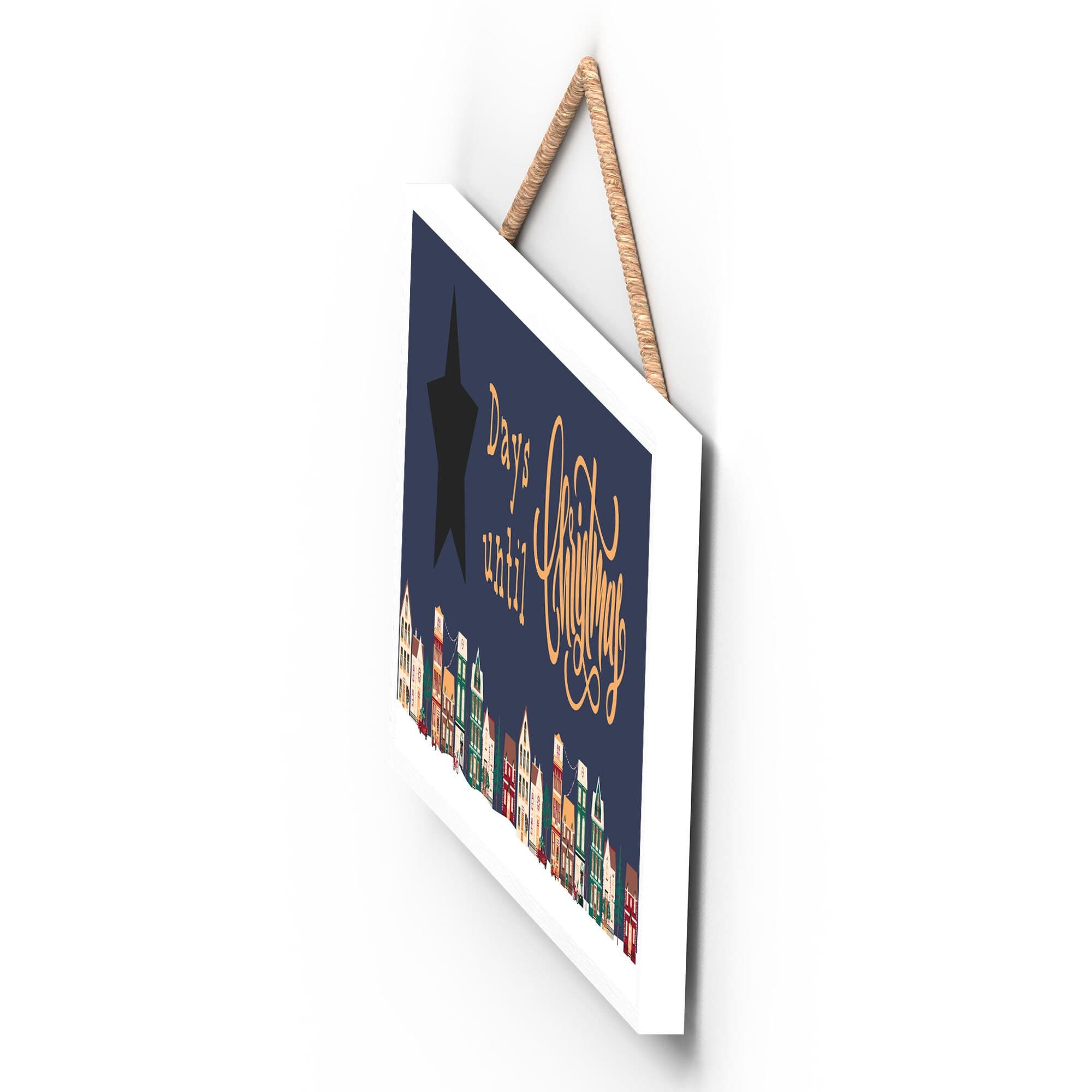Personalized Christmas Countdown Chalkboard, Festive Street Scene Wooden Plaque - image 5