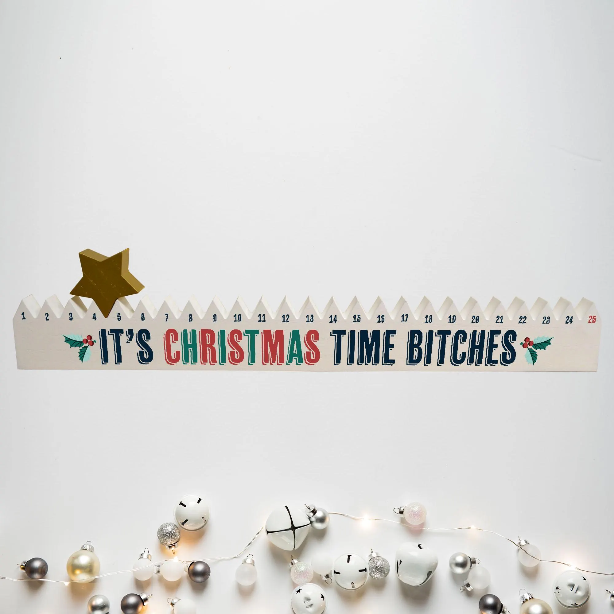 Rude Humor Wooden Advent Calendar: Interactive Star Countdown