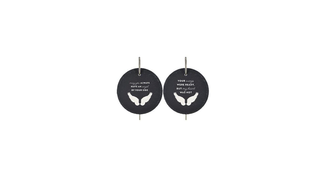 Angel Wings Slate Grave Marker: Religious Memorial Ornament