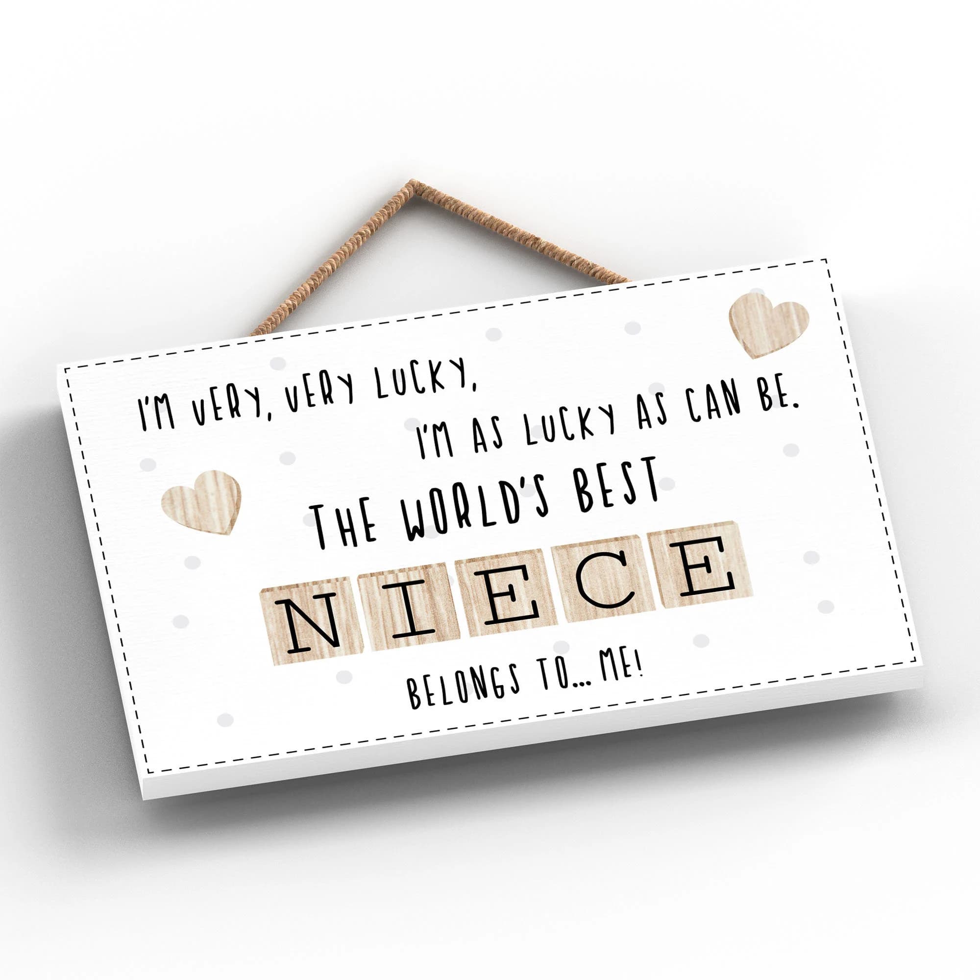 Worlds Best Niece Plaque - Cream Wood Scrabble Letter Sign - image 3