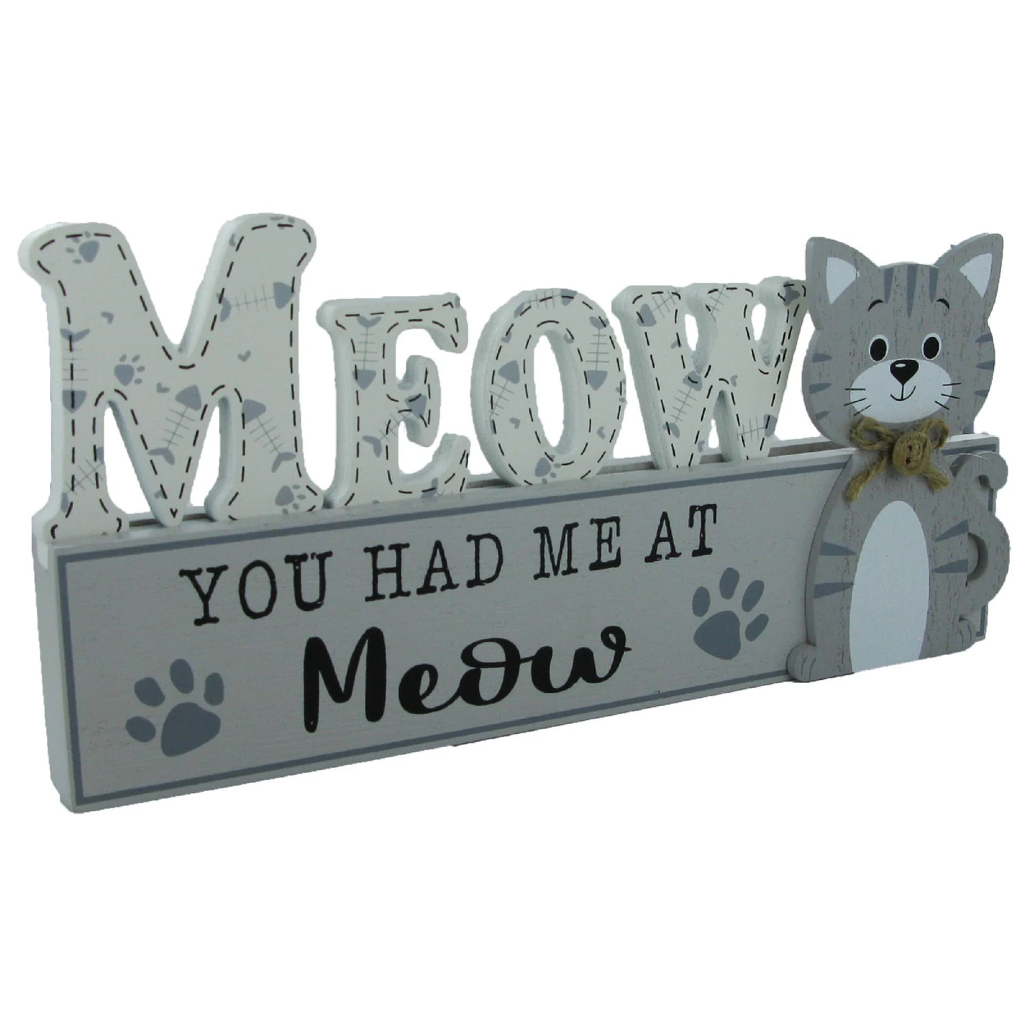 Meow You Had Me At Meow Sign, Grey Cat Plaque - image 4