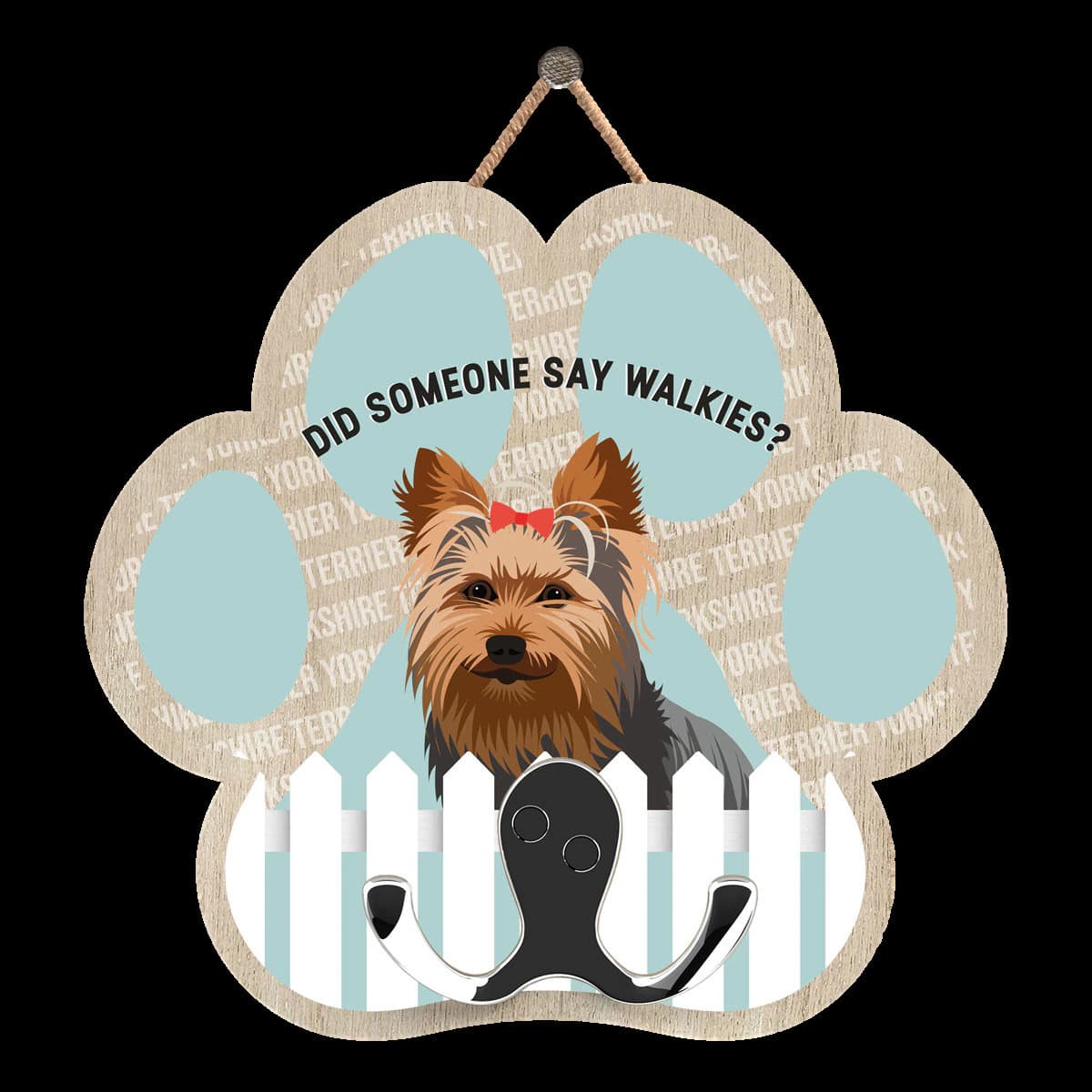 Pawprint Dog Leash Hook: "Did Someone Say Walkies" Double Hanger - image 5