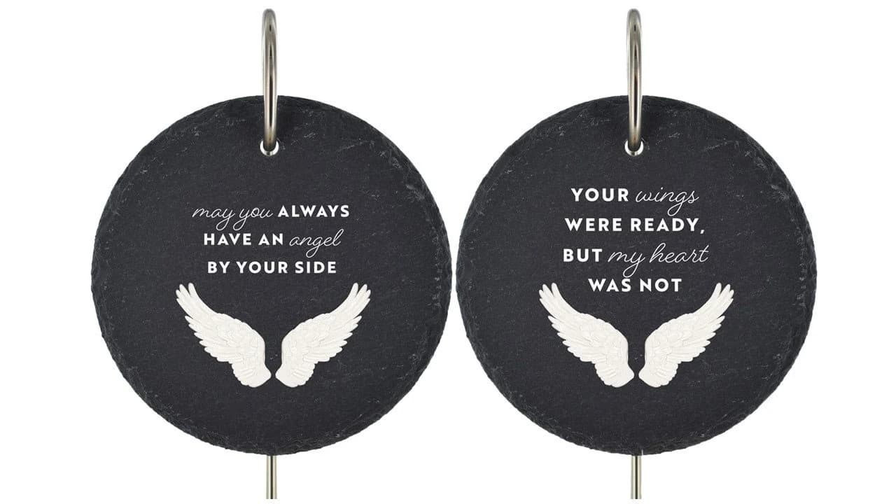 Angel Wings Slate Grave Marker: Religious Memorial Ornament - image 3