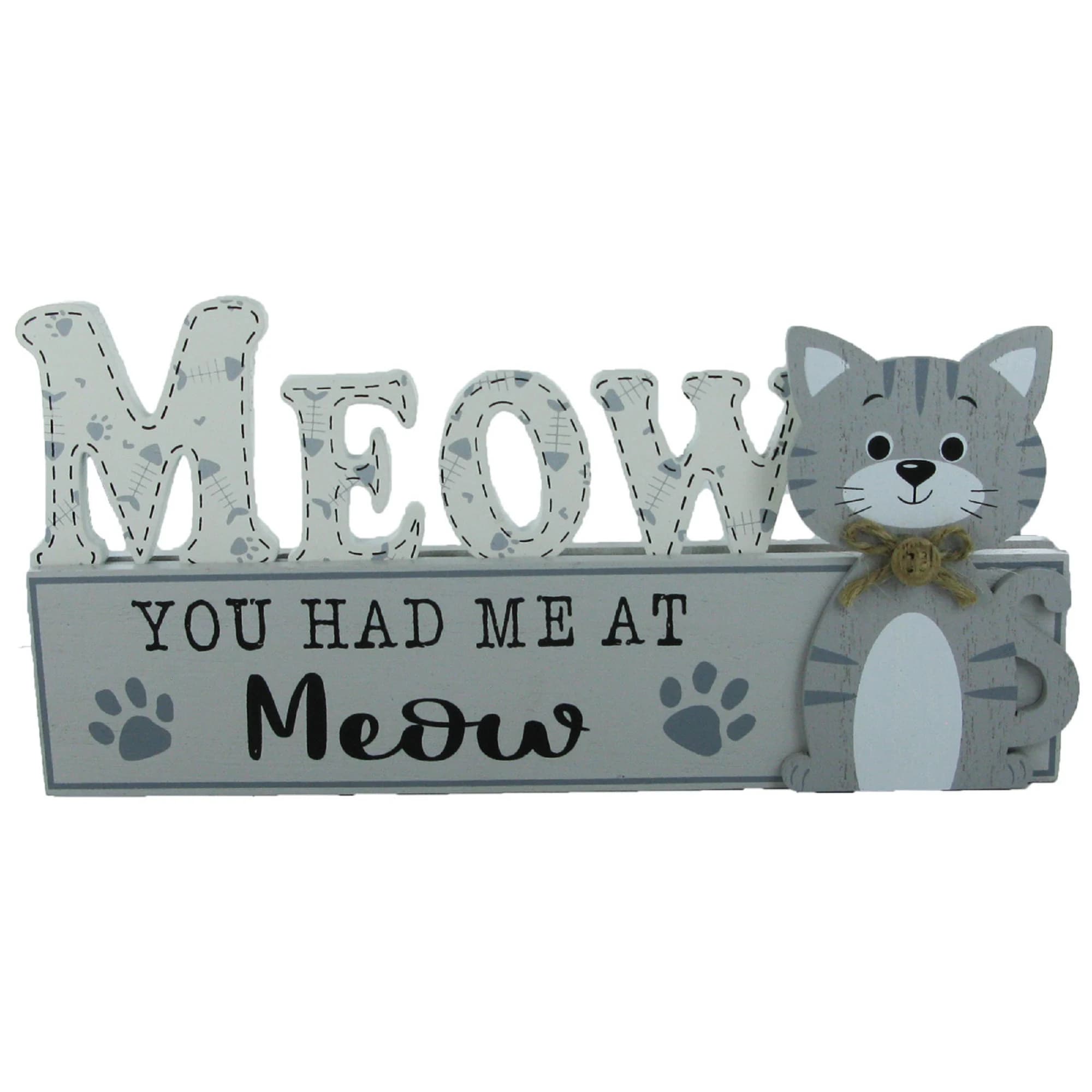 Meow You Had Me At Meow Sign, Grey Cat Plaque - image 5