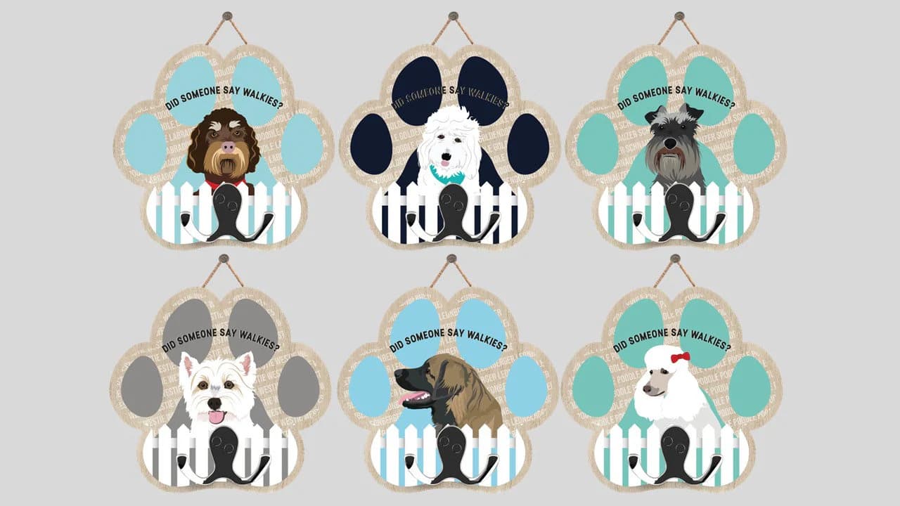 Pawprint Dog Leash Hook: "Did Someone Say Walkies" Hanger - image 3
