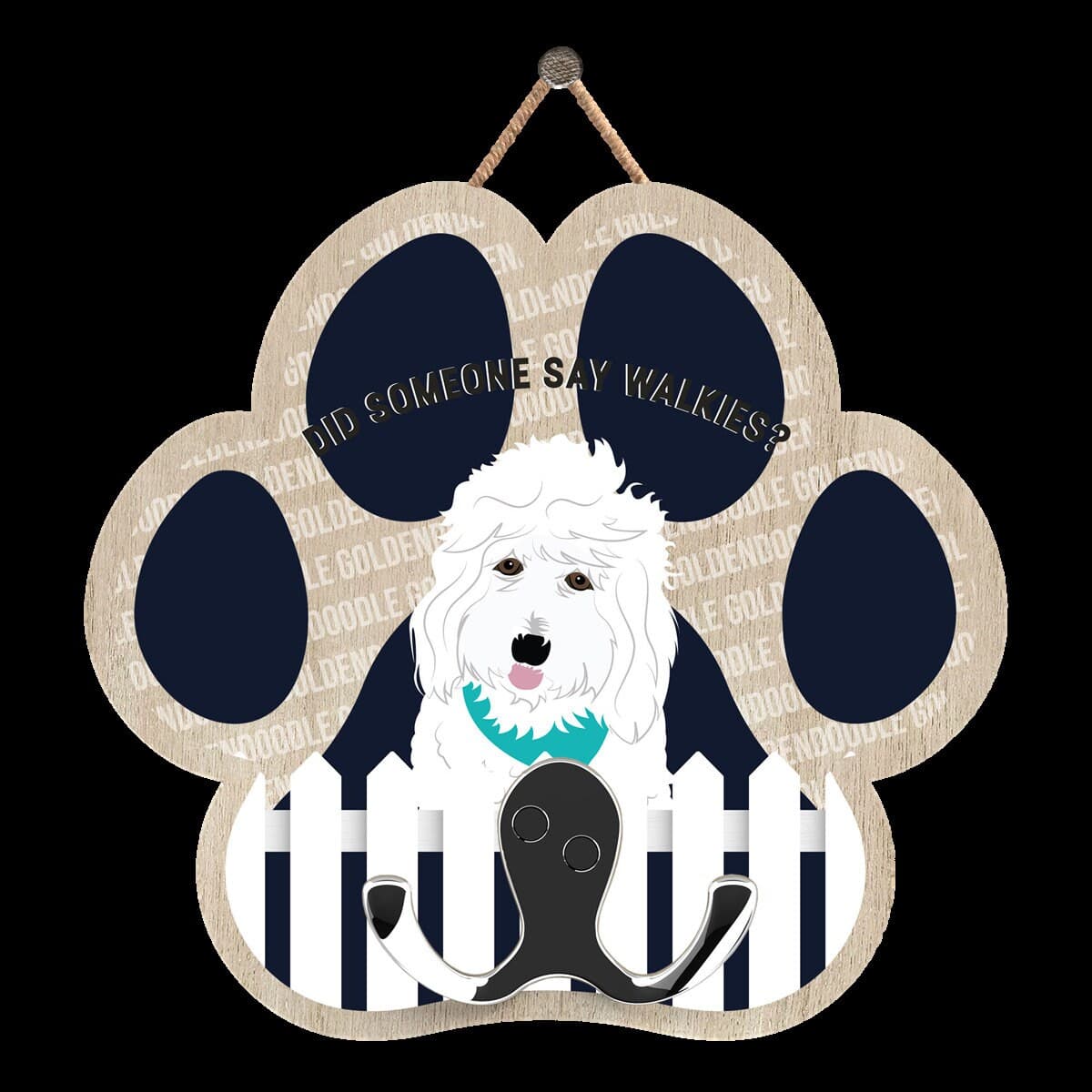 Pawprint Dog Leash Hook: "Did Someone Say Walkies" Hanger - image 5