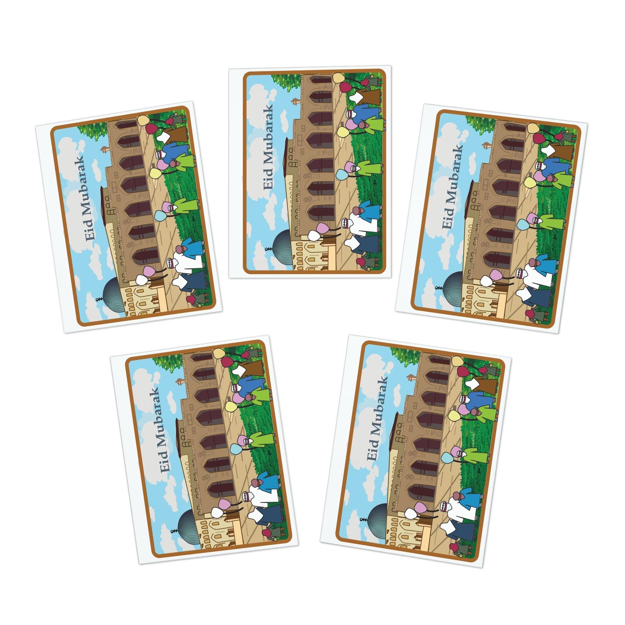 Al Aqsa Mosque Eid Mubarak Greeting Cards 5-Pack | Islamic Holiday Card Set - image 3