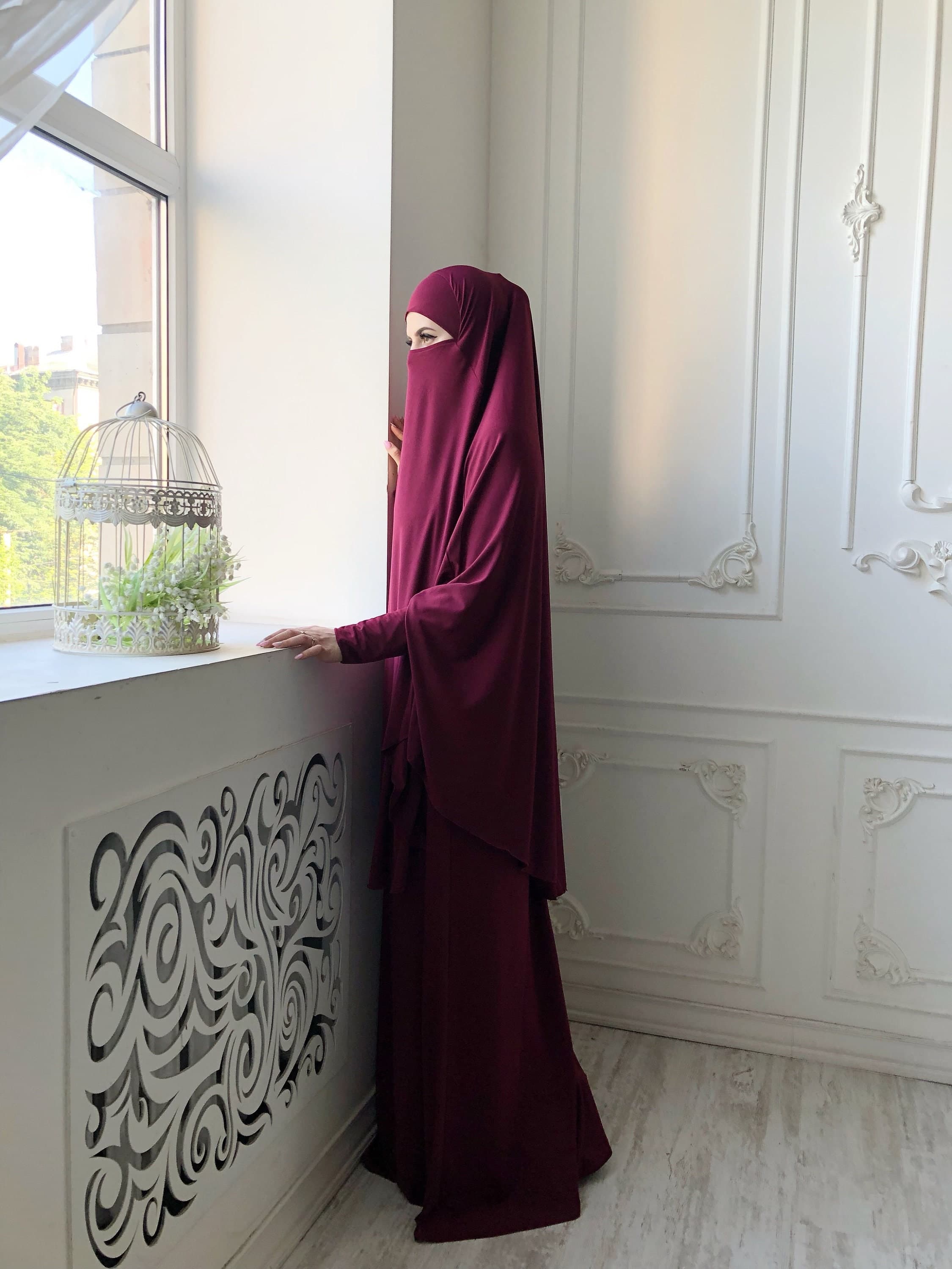 Burgundy Jilbab Suit, Transformer Khimar Niqab, Islamic Dress - image 5