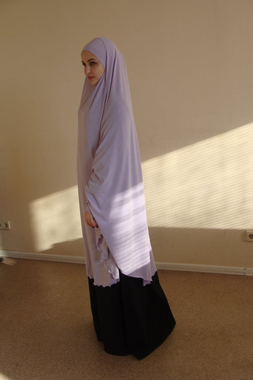 Lilac Jersey Khimar, Traditional Hijab, Ready to Wear Prayer Scarf - image 4
