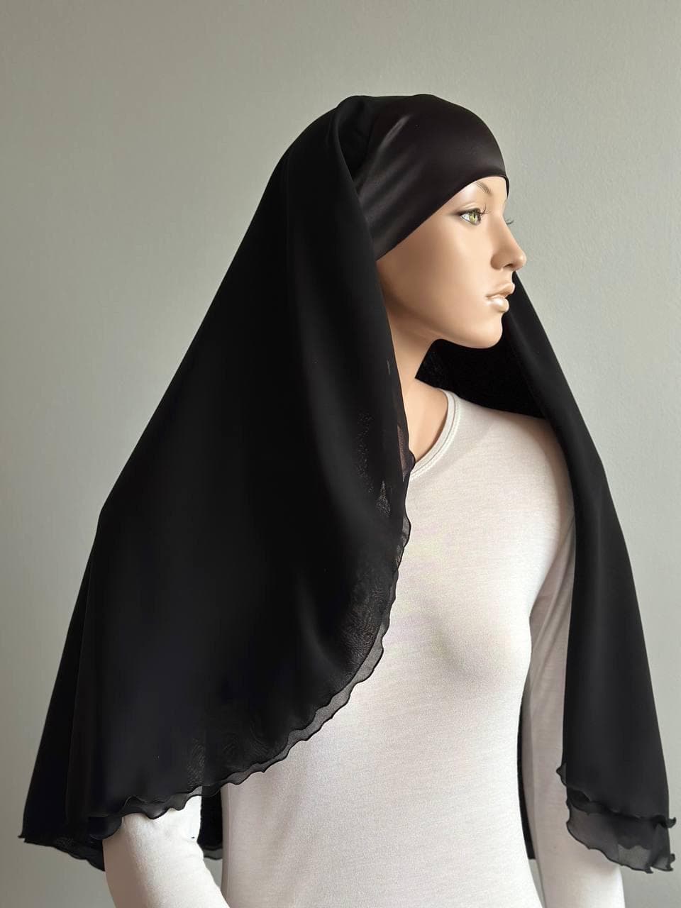 Black luxury chiffon layers veil, Hajj niqab burqa - image 4