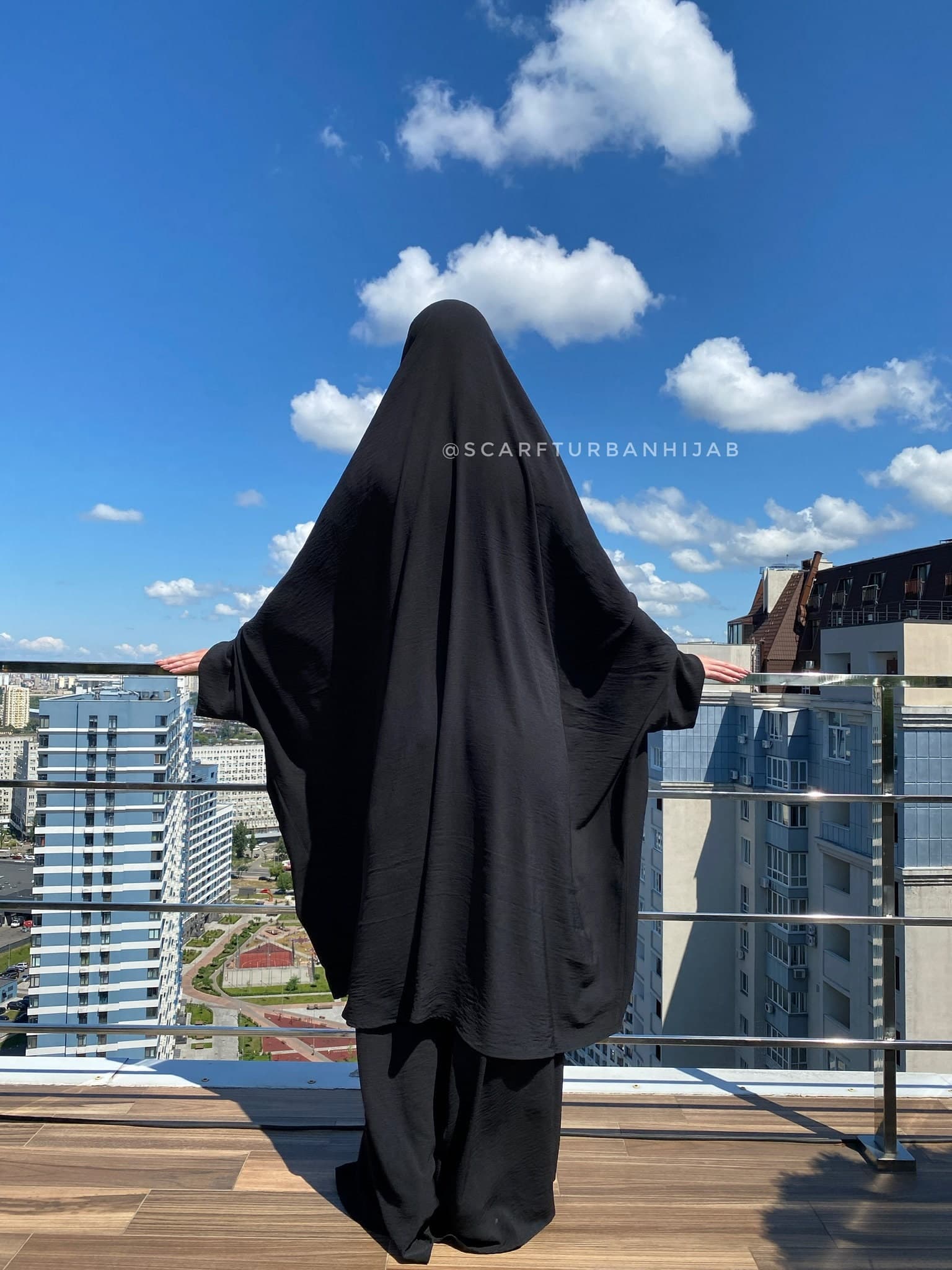 Black crepe kimono Jilbab suit with skirt, summer pink Khimar, niqab Muslim dress, ready to wear hijab, islamic gift - image 3