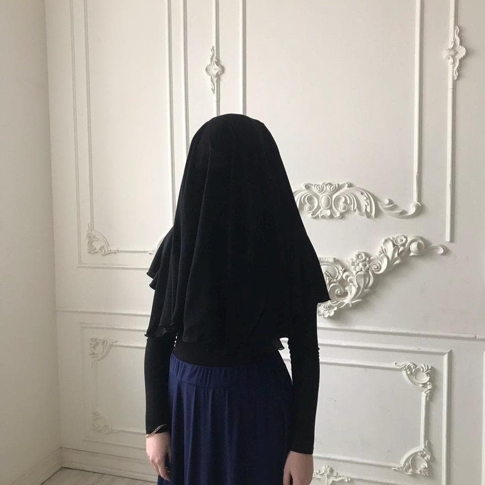 Black Jersey Niqab Veil, 3-in-1 Hijab, Burqa Prayer Scarf - image 4