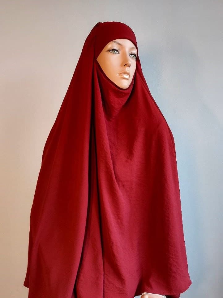Burgundy Crepe Instant Hijab, Islamic Prayer Scarf, Free Size - image 5