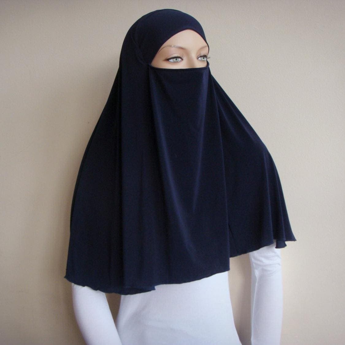 Dark Blue Jersey Transformer Hijab Niqab, Ready To Wear - image 4