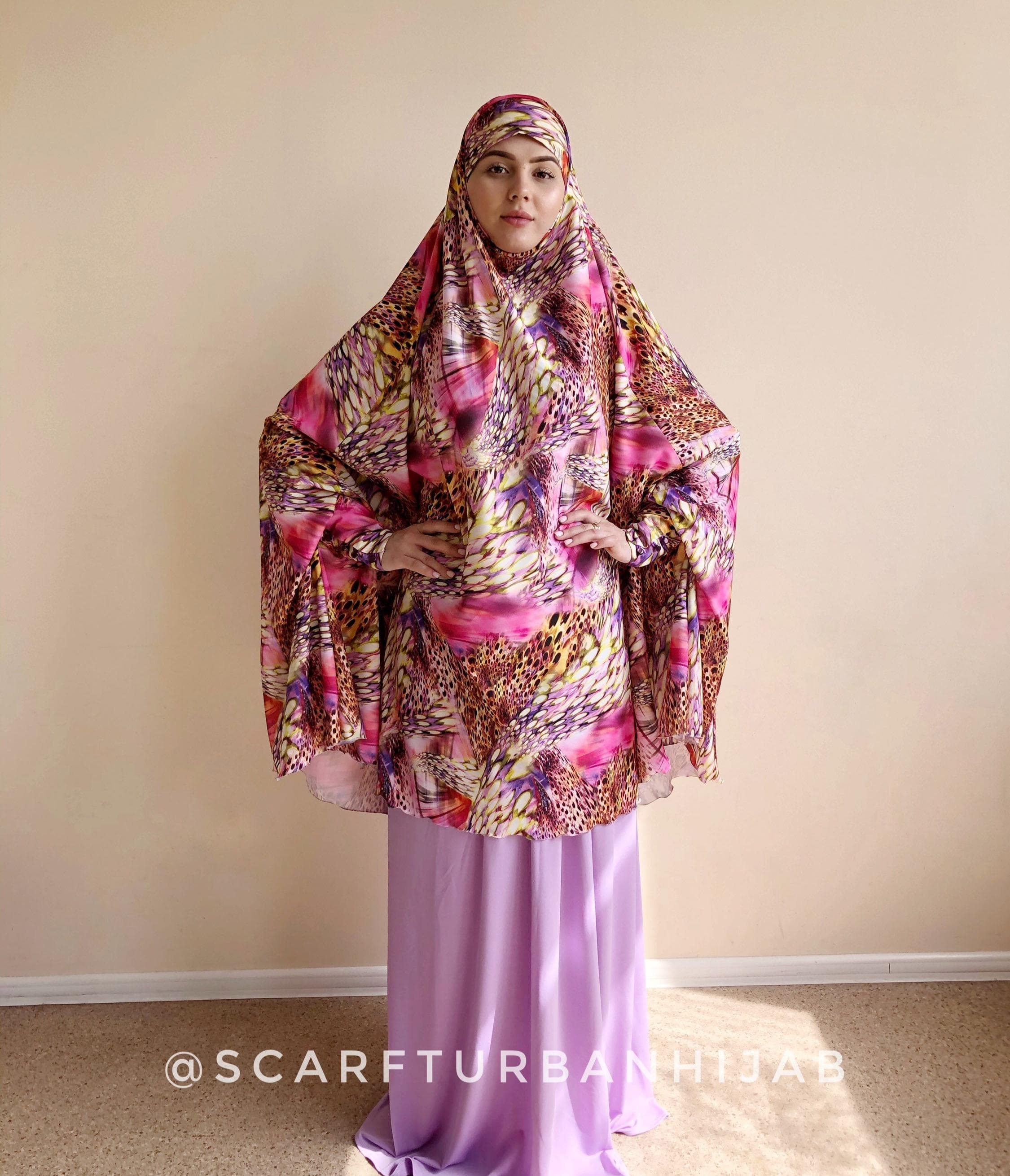 Colorful Print Viscose Khimar Jilbab, Elegant Muslim Cover
