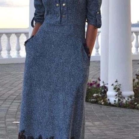 Elegant grey long dress with concealed zipper closure, casual abaya - image 5