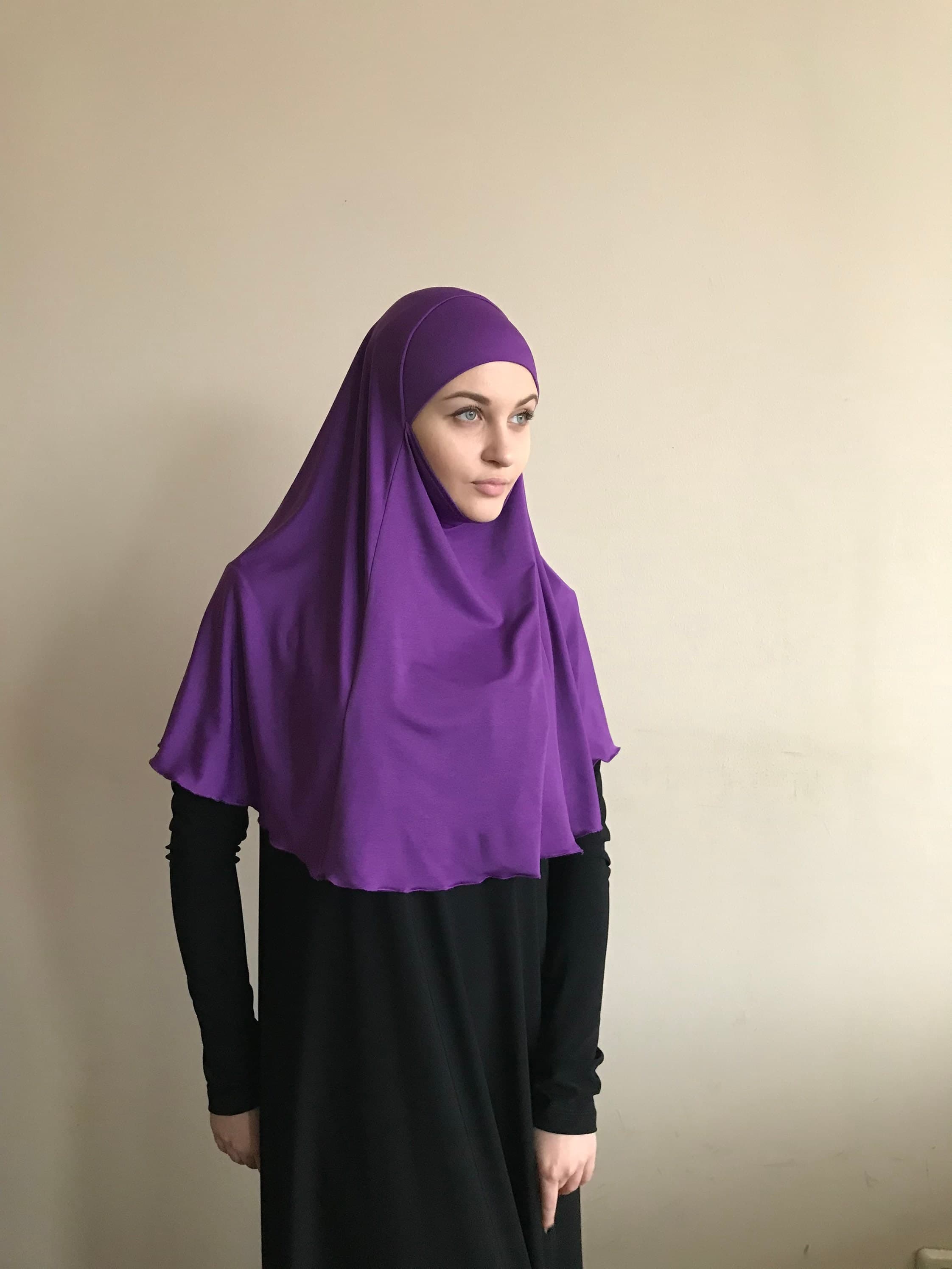 Purple niqab transformer, traditional hijab, 1 piece hijab, ready  to wear hijab,  prayer scarf - image 5