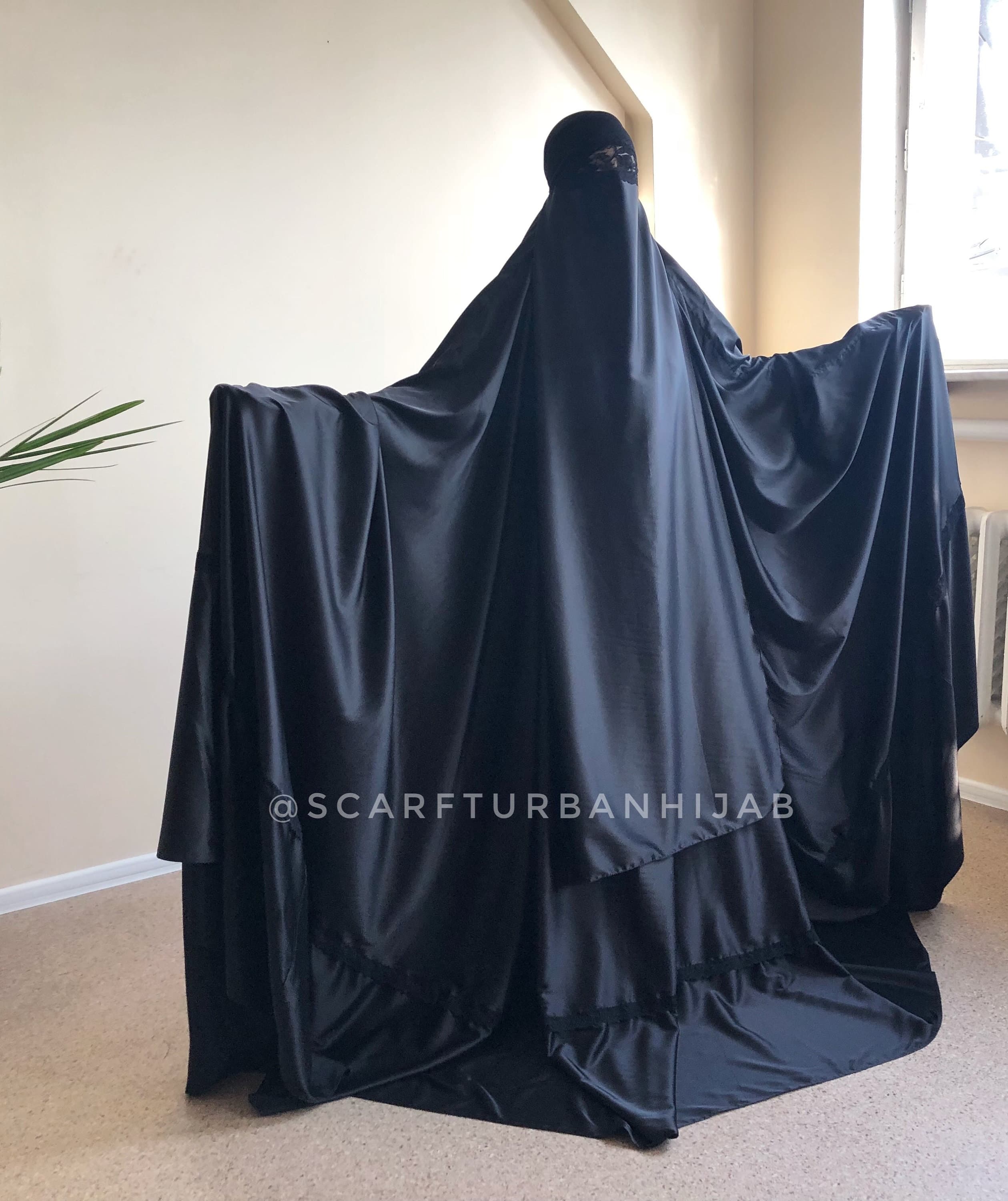 Black long burqa, Muslim noir niqab , islamic hijab , hajjie clothing, long jilbab - image 5