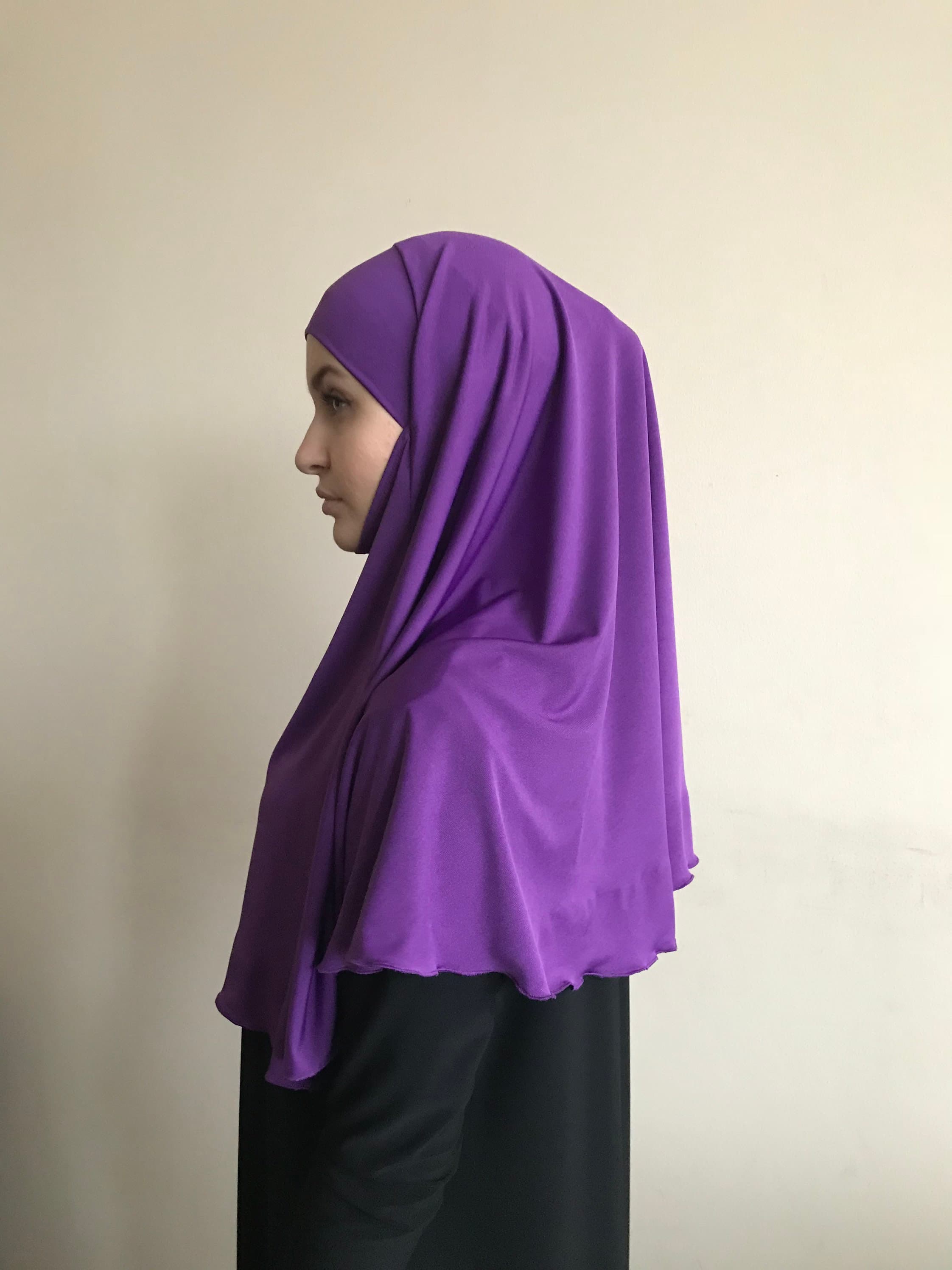 Purple niqab transformer, traditional hijab, 1 piece hijab, ready  to wear hijab,  prayer scarf - image 4