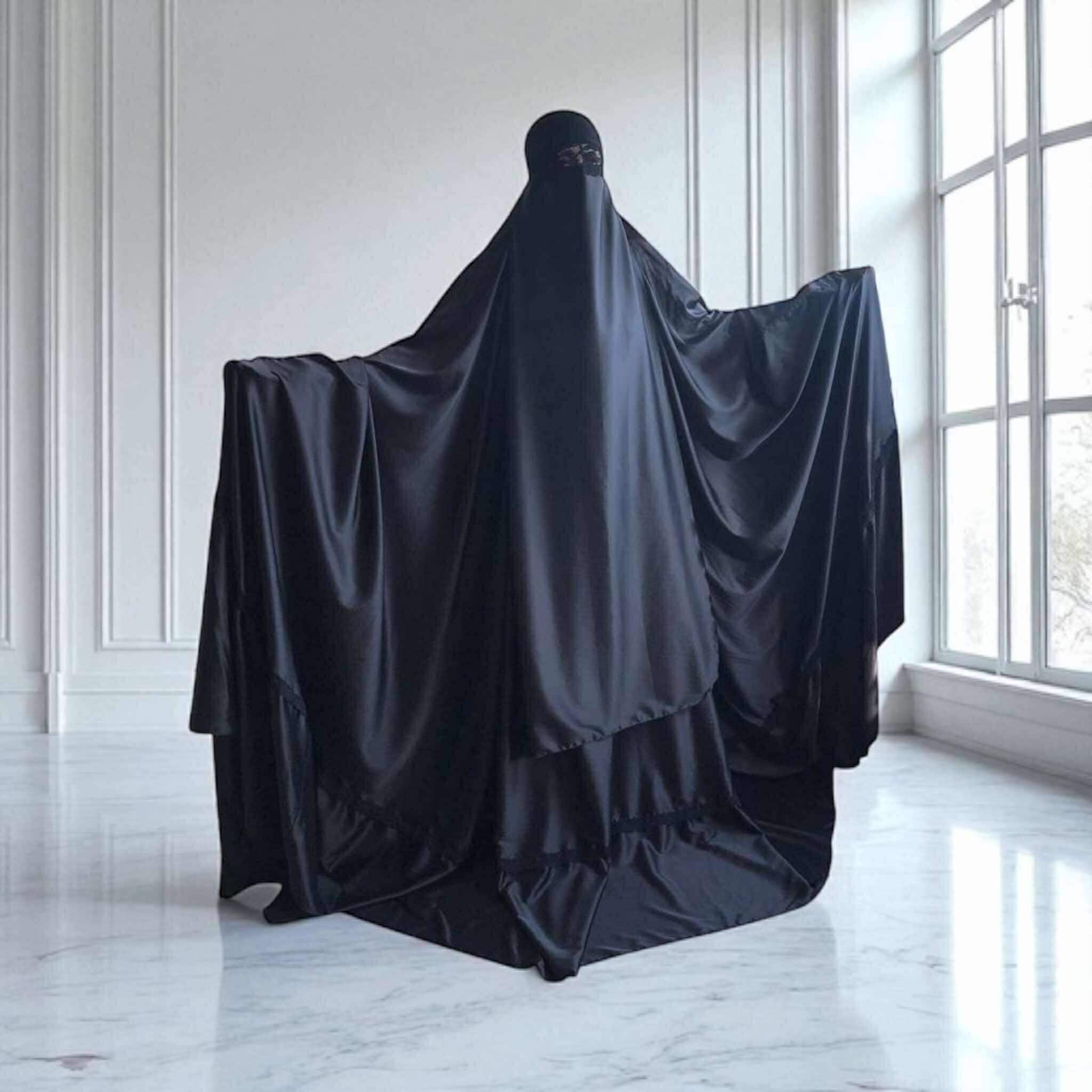 Black long burqa, Muslim noir niqab , islamic hijab , hajjie clothing, long jilbab