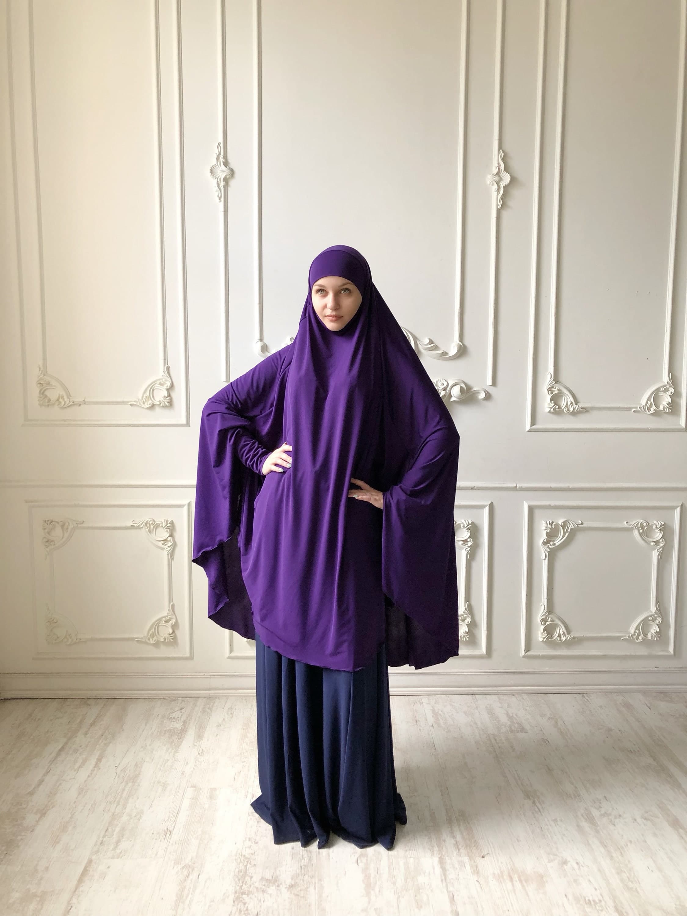 Purple Jersey Khimar Niqab, Islamic Jilbab, Ready to Wear Hijab - image 4