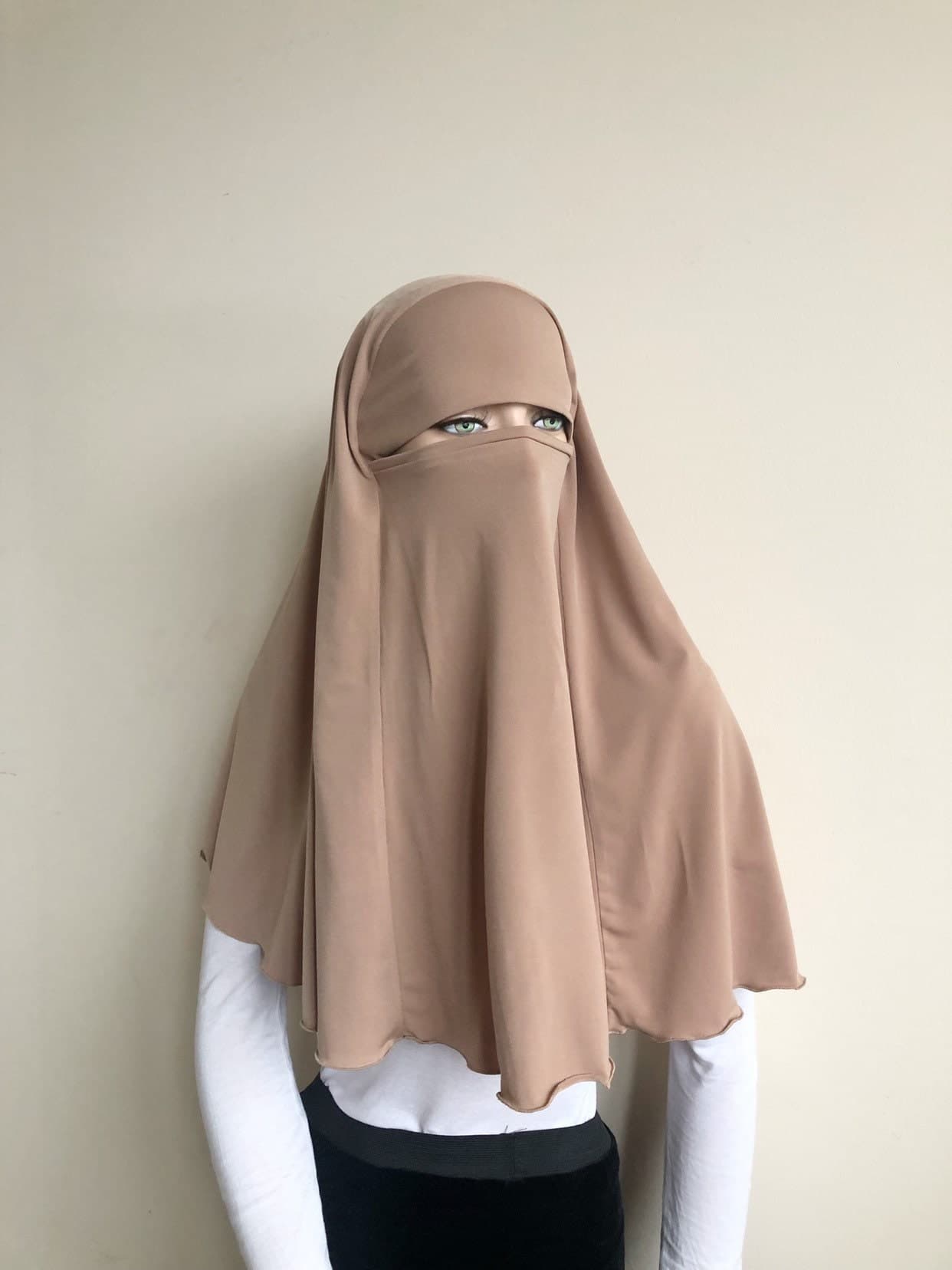 Beige Jersey Transformer Hijab Niqab, Ready to Wear - image 5