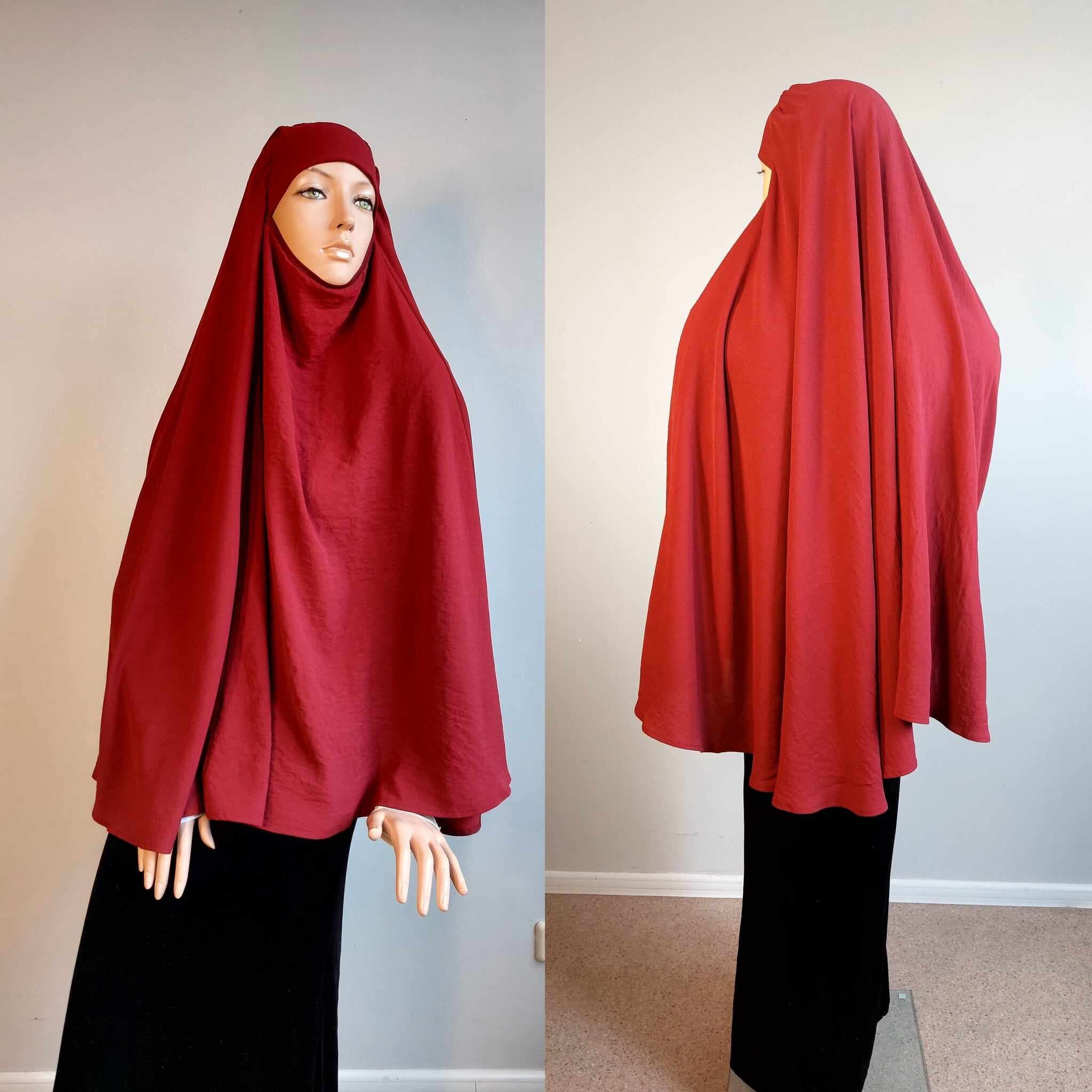 Burgundy Crepe Instant Hijab, Islamic Prayer Scarf, Free Size - image 4