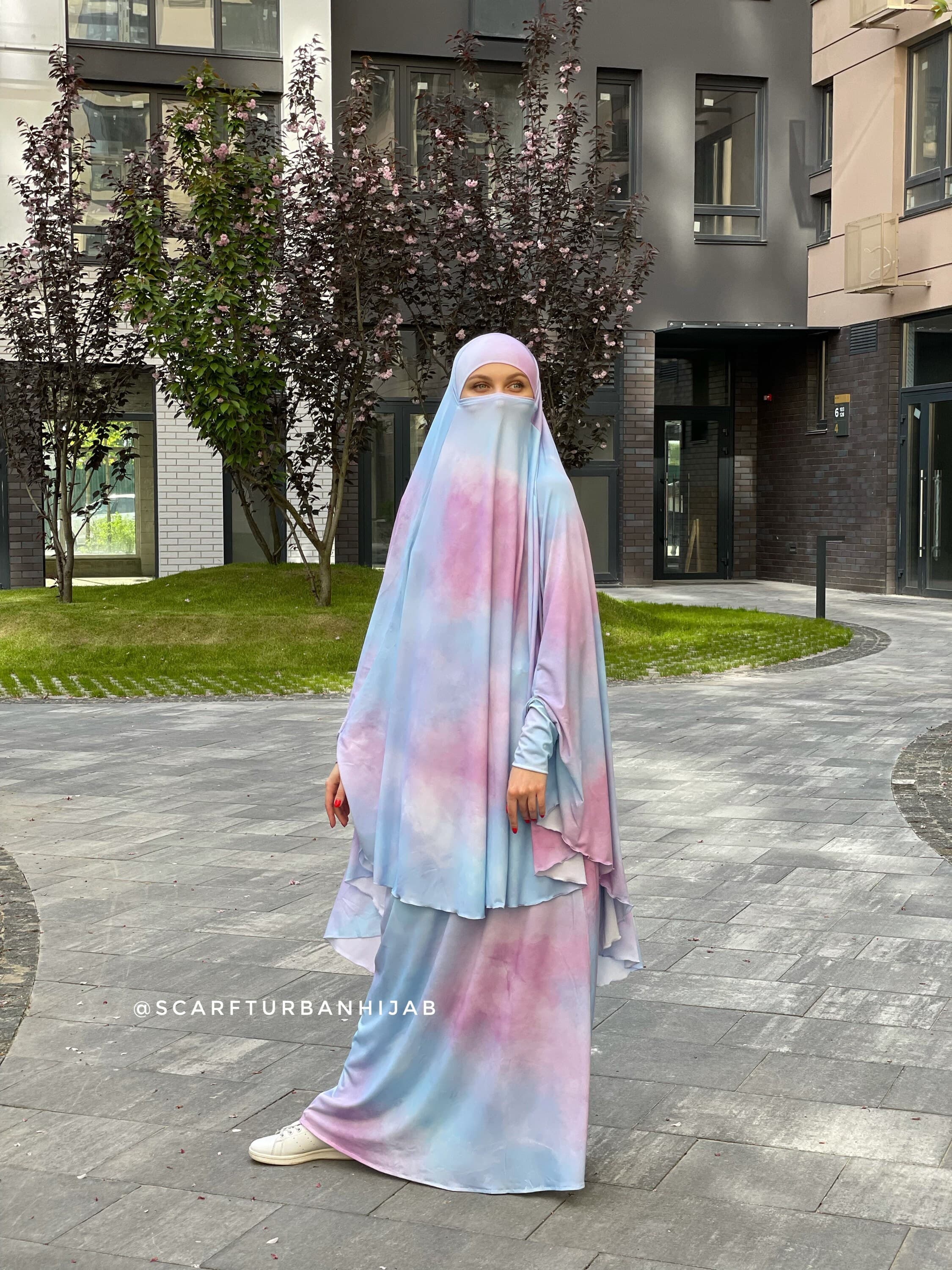 Print Khimar Niqab, Ready to Wear Long Hijab, Islamic Gift - image 4