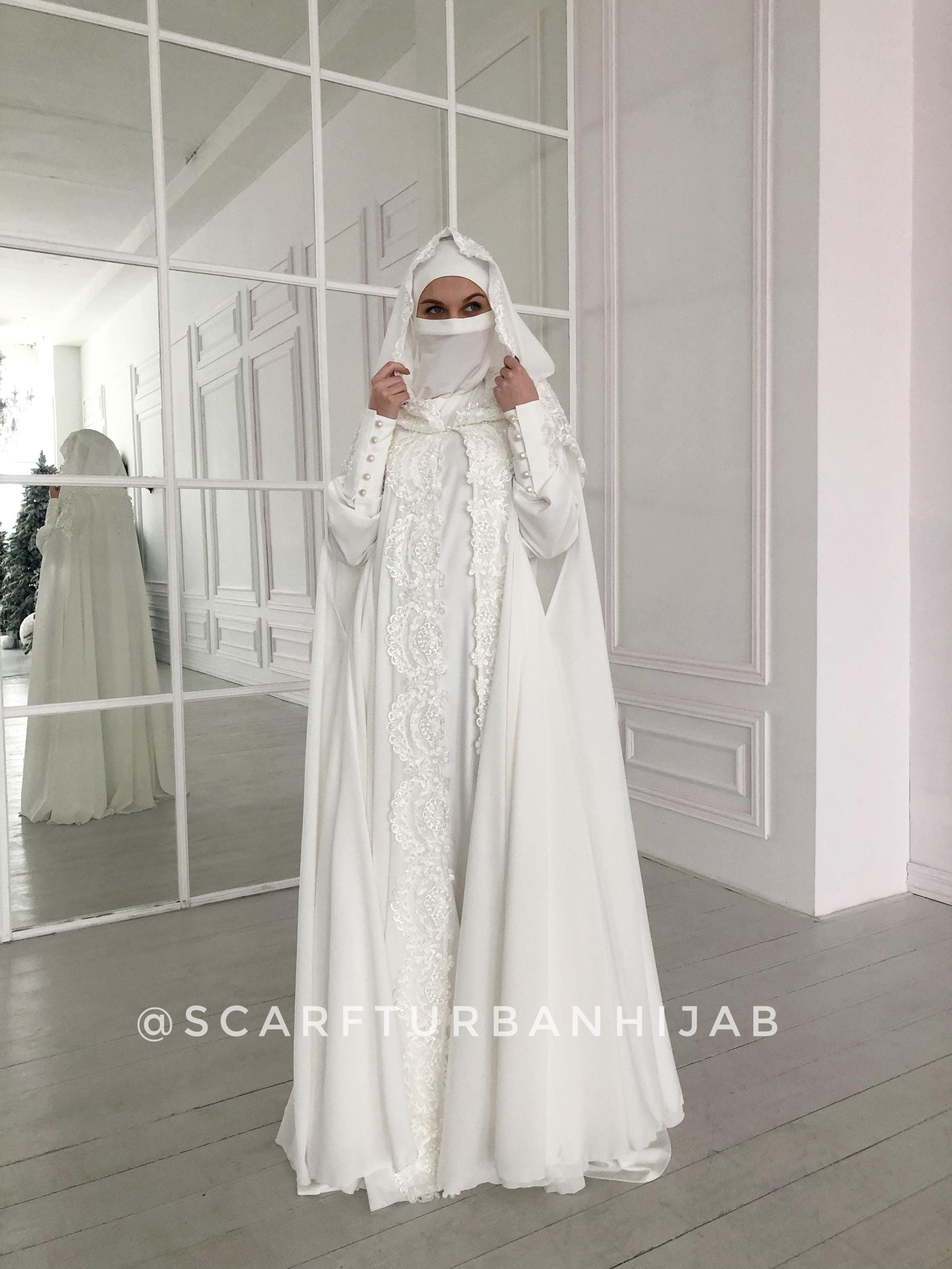 Wedding dress hood cape, nikkah bridal abaya - image 3