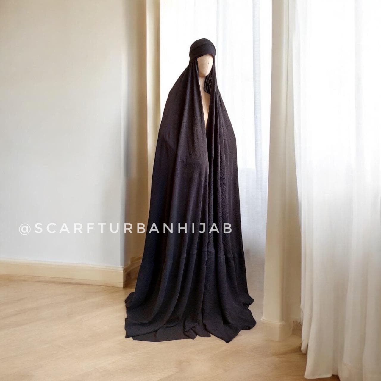 Elegant Black Crepe Burka , Luxurious Wrap maxi cape, mantle - image 4