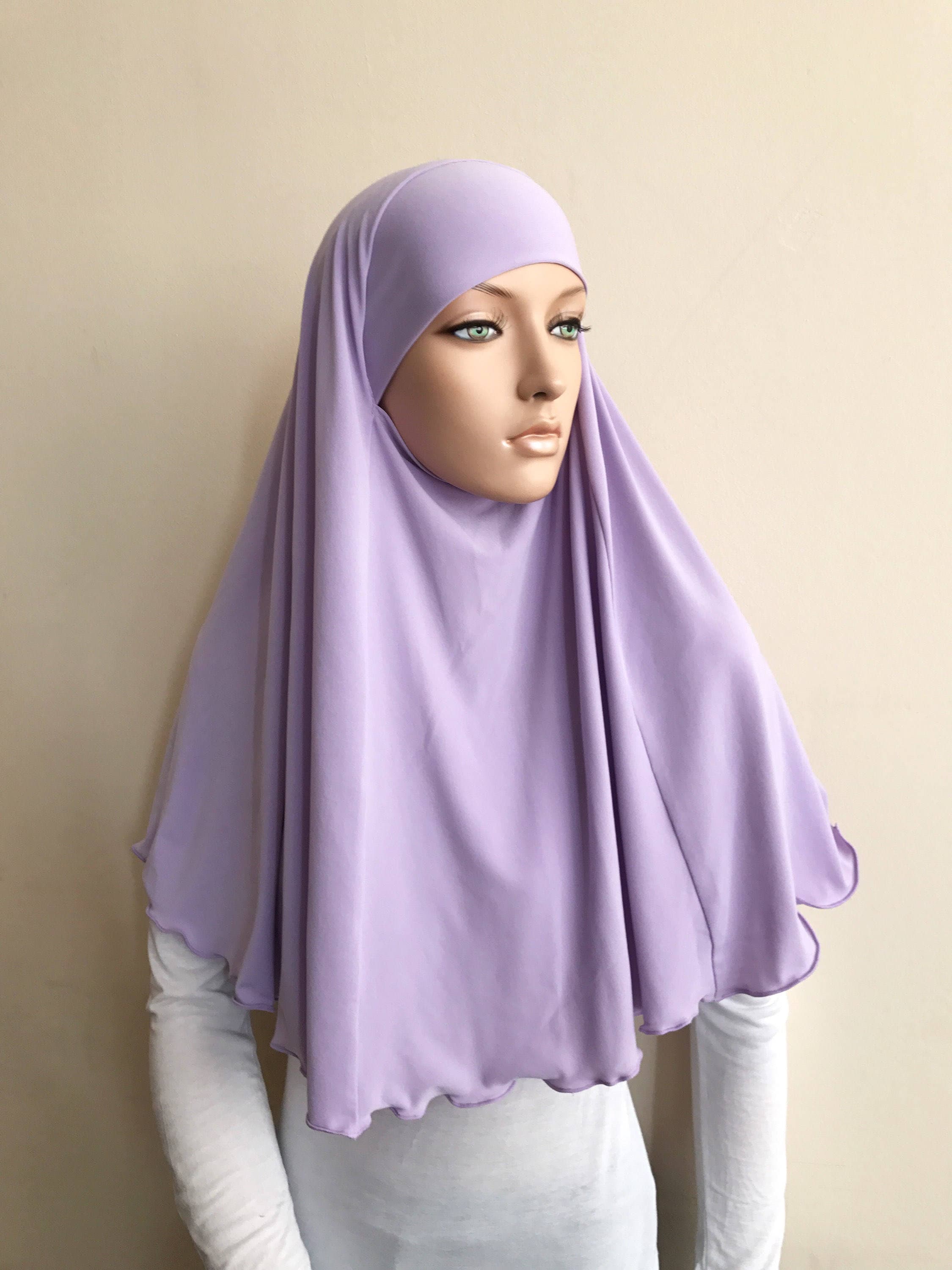 Lilac Jersey Hijab, Niqab Prayer Shawl, Ready to Wear - image 4