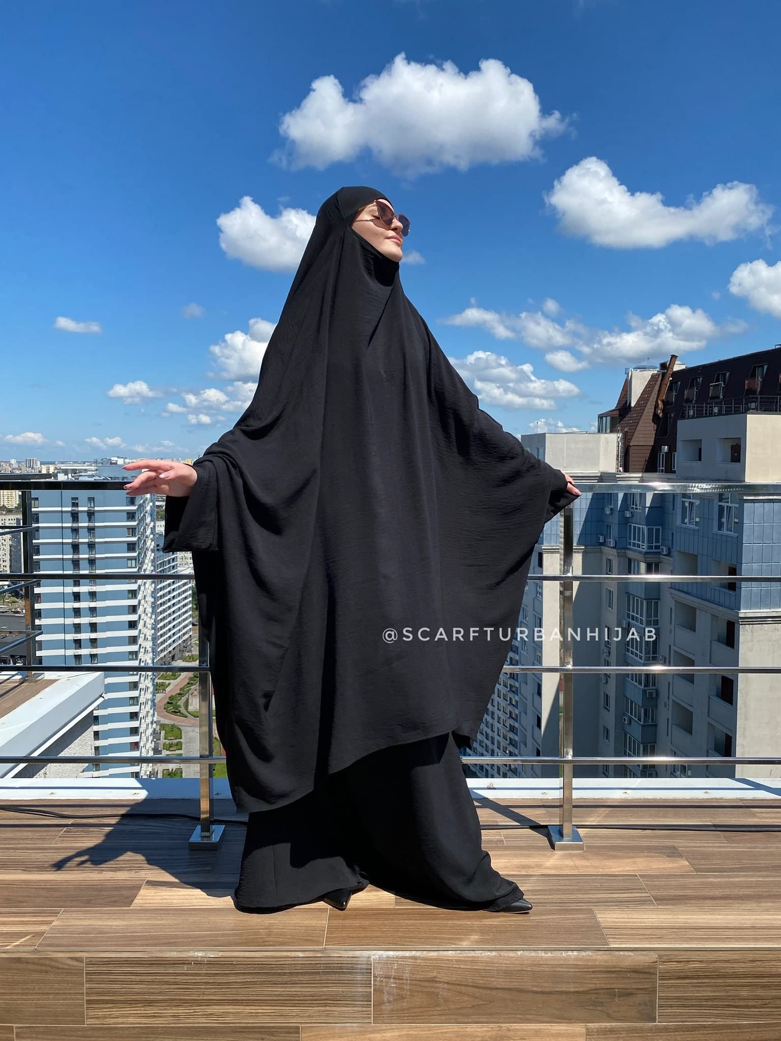 Black crepe kimono Jilbab suit with skirt, summer pink Khimar, niqab Muslim dress, ready to wear hijab, islamic gift - image 4