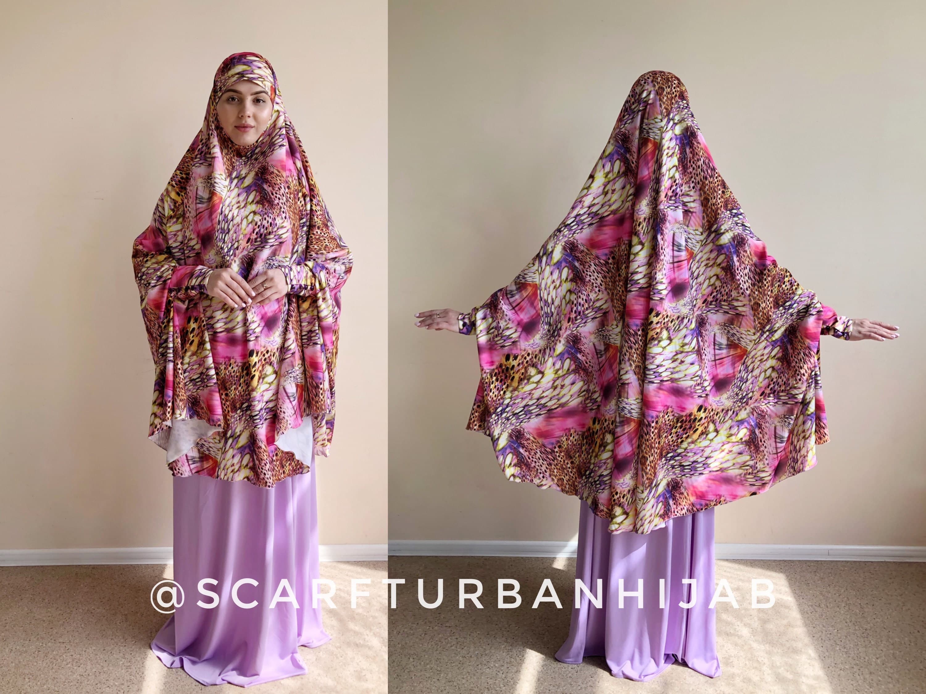 Colorful Print Viscose Khimar Jilbab, Elegant Muslim Cover - image 3
