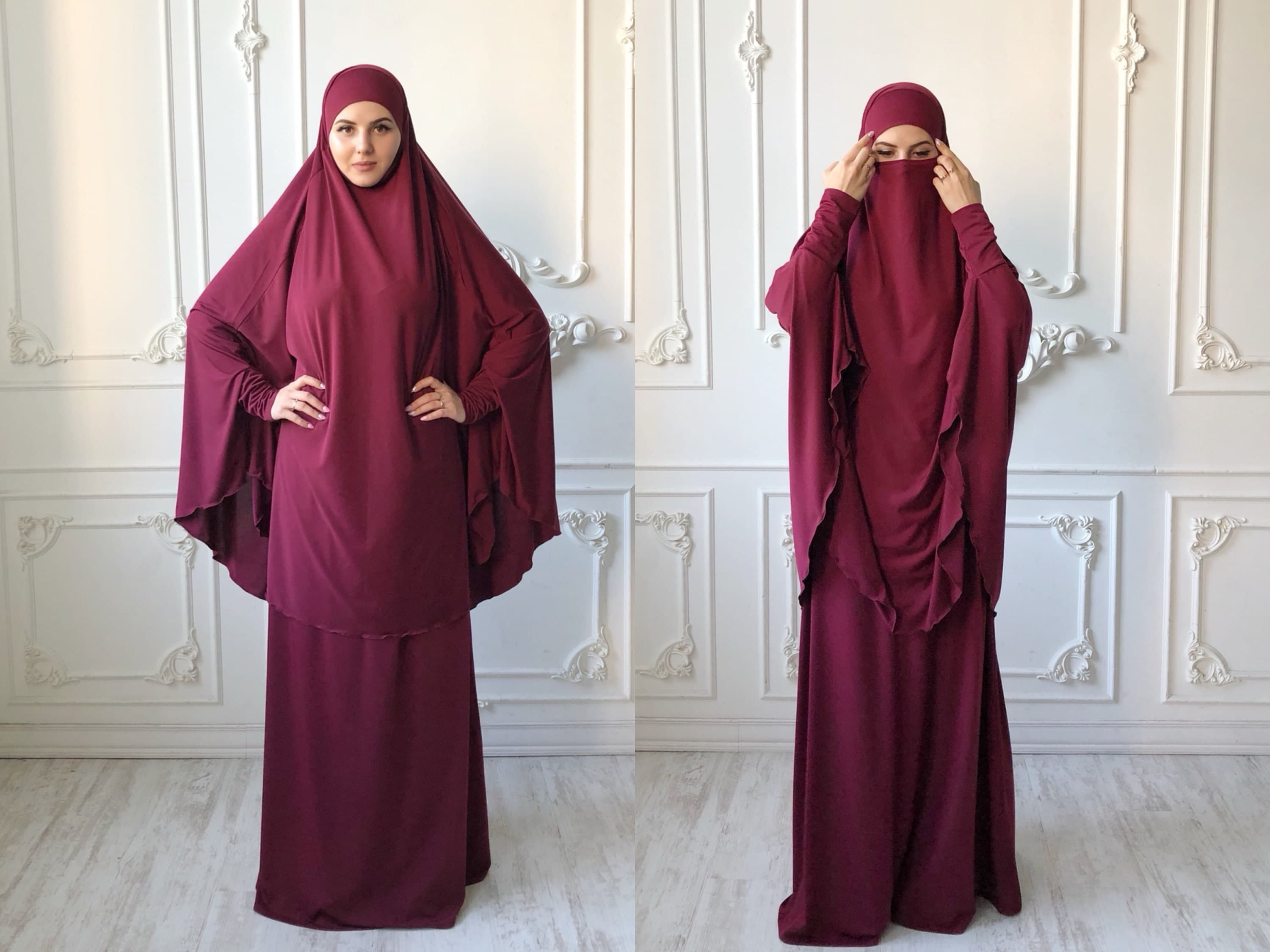 Burgundy Jilbab Suit, Transformer Khimar Niqab, Islamic Dress - image 3